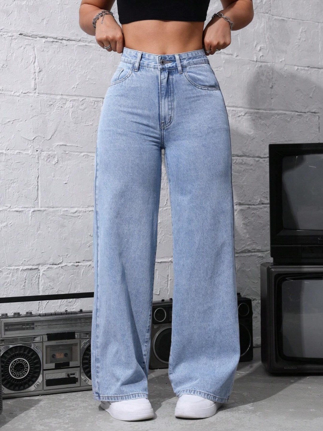 

Metronaut Women Comfort Wide Leg Jeans, Blue