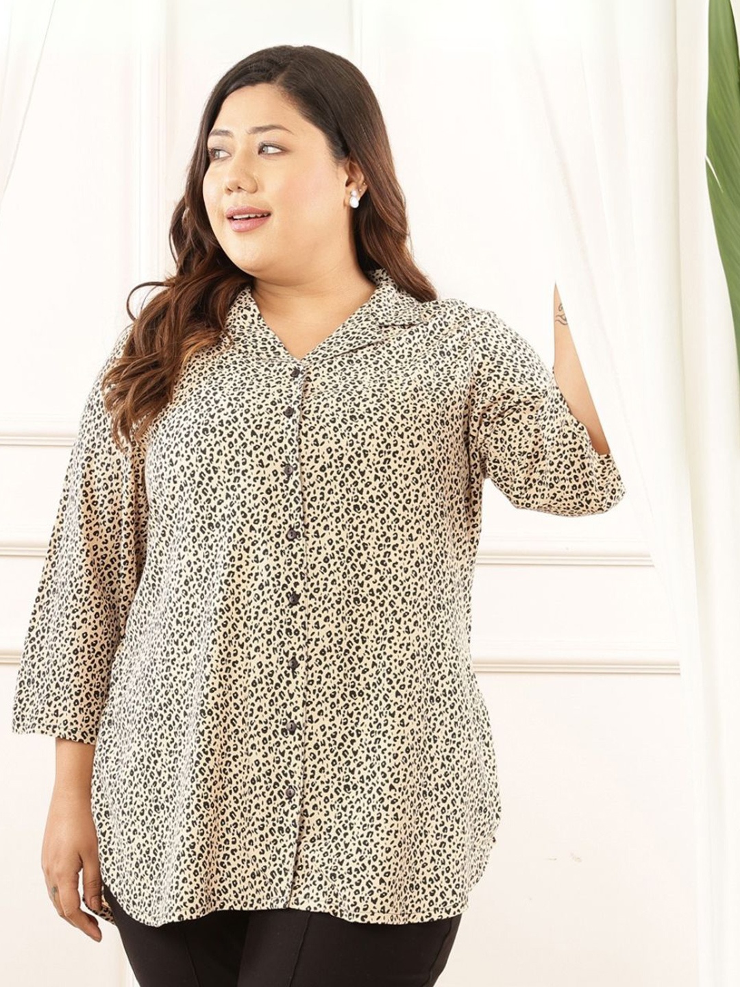 

Amydus Women Comfort Opaque Printed Casual Shirt, Beige