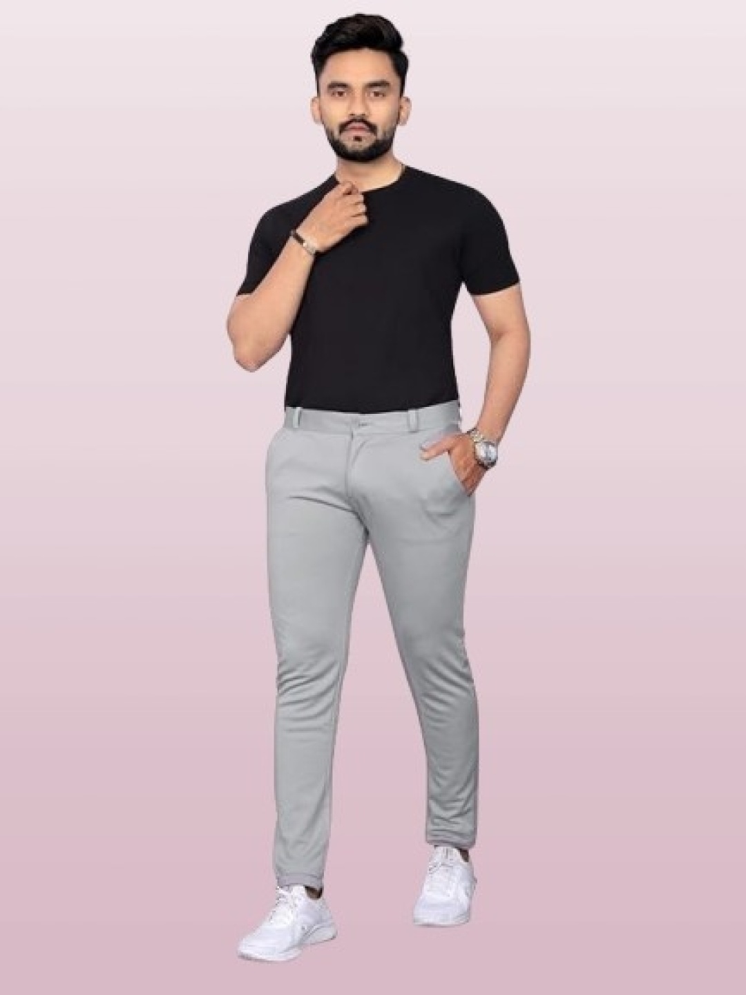 

ISUEL FAB Men Original Slim Fit Chinos Trousers, Grey
