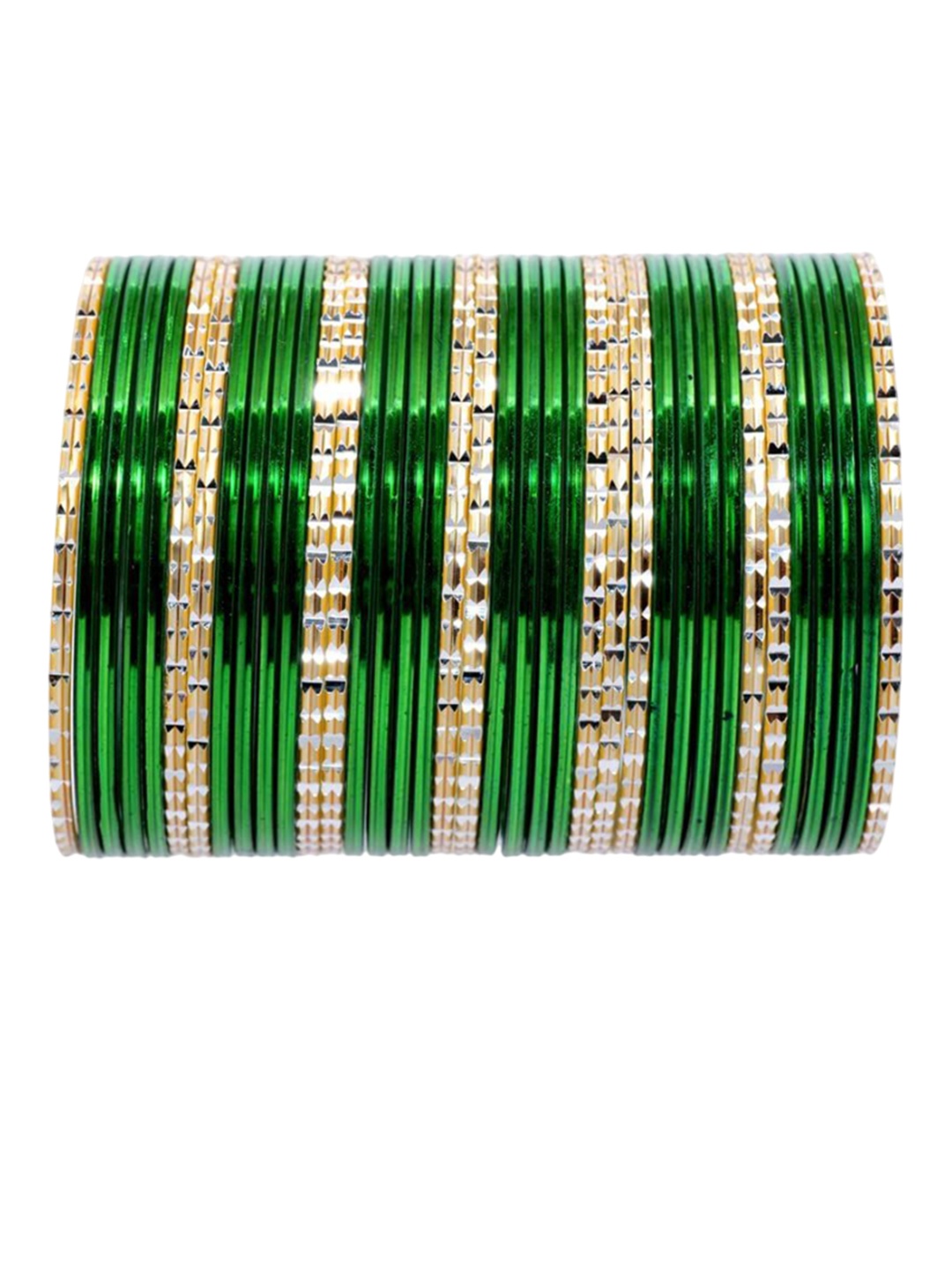 

ZULKA Set Of 36 Cutting & Plane Bangles, Green