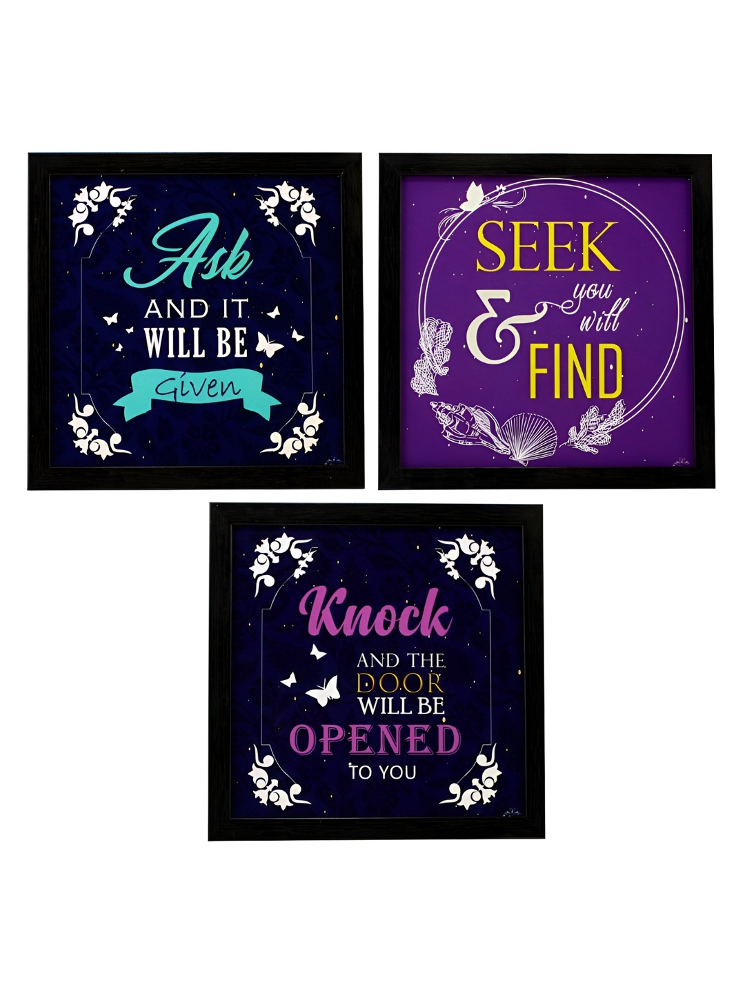 

Indianara Black & Purple 3 Piece Wood Other Wall Paintings