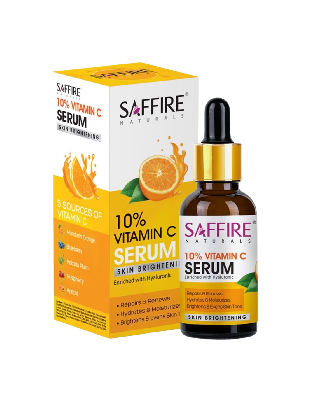 

Saffire Naturals Vitamin C Skin Brightening & Even Skin Tone Serum- 30 ml, Orange