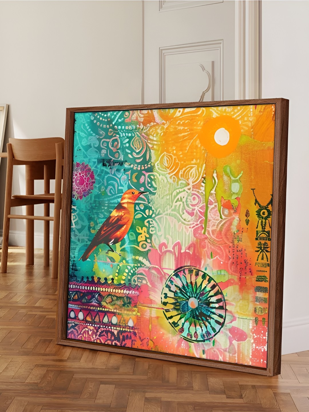 

Myntra Elegant Homes Blue & Yellow 1 Piece Canvas Birds and Animals Wall Paintings