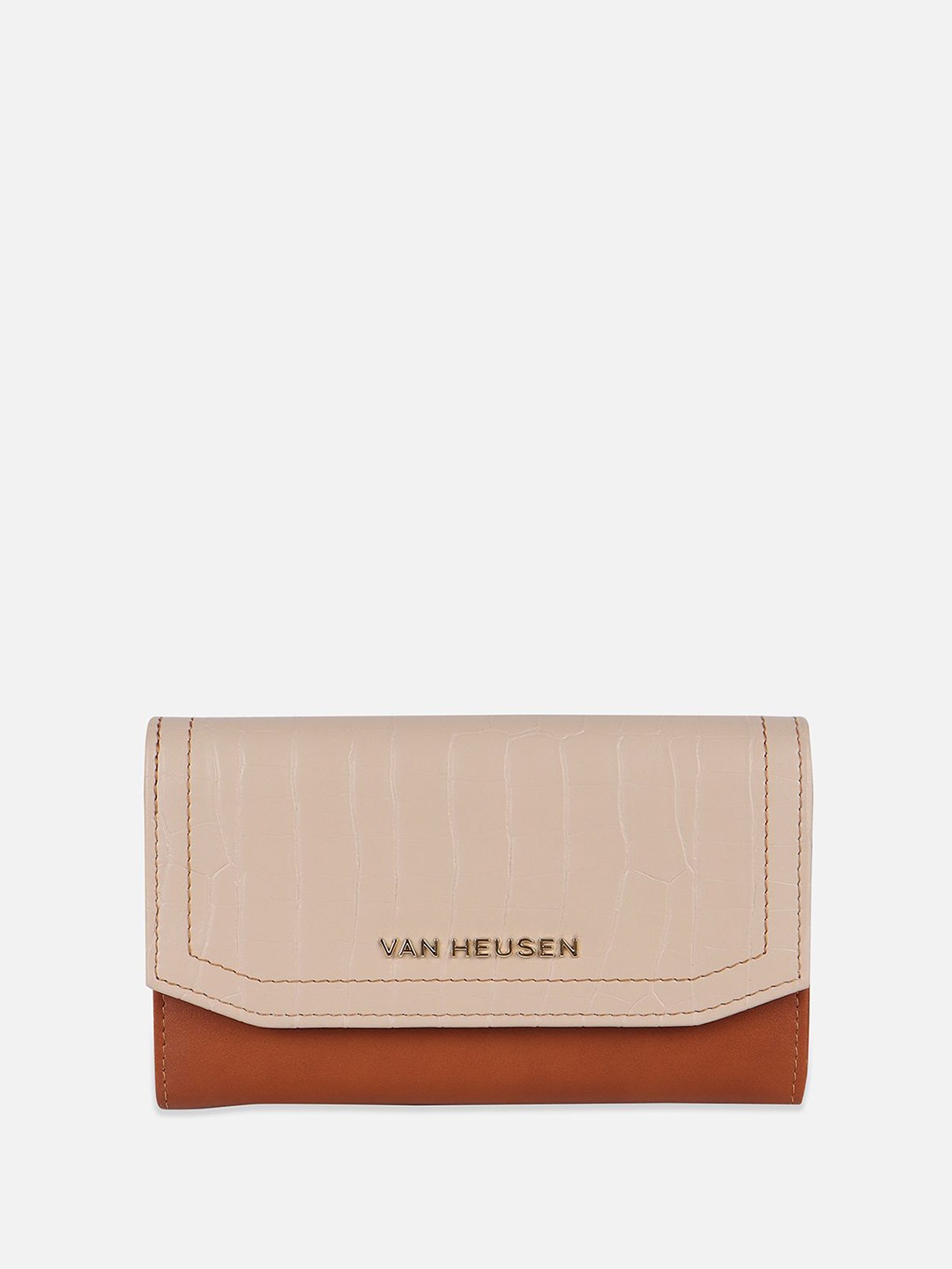 

Van Heusen Woman Women Colourblocked Leather Two Fold Wallet, Beige