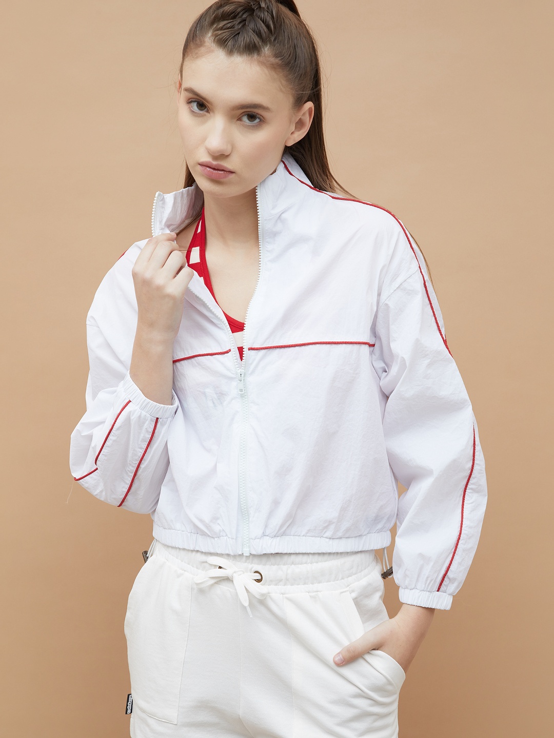 

Kappa Women Sporty Jacket with Embroidered, Off white