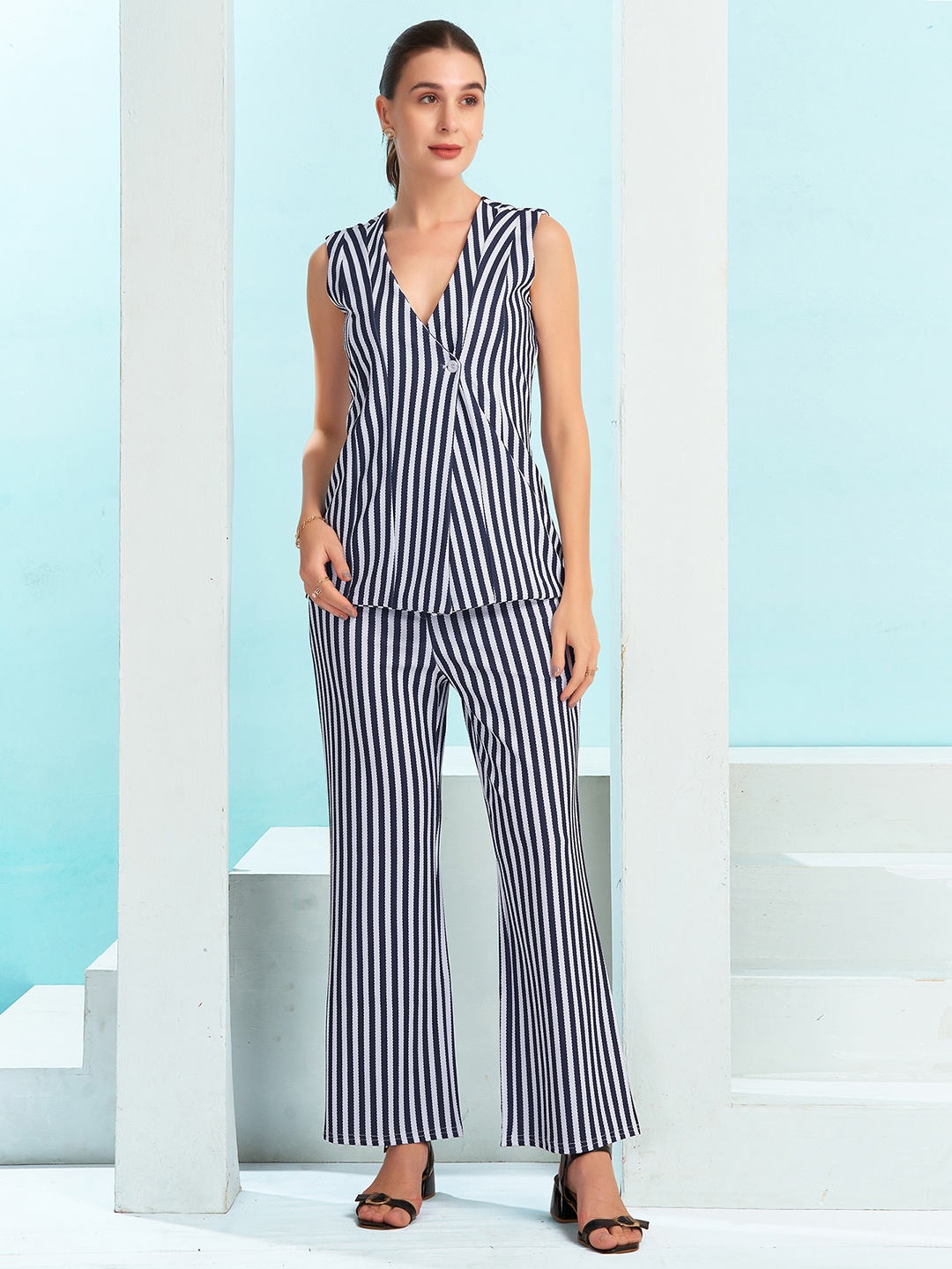 

Moda Rapido Printed V-Neck Top With Trousers, White