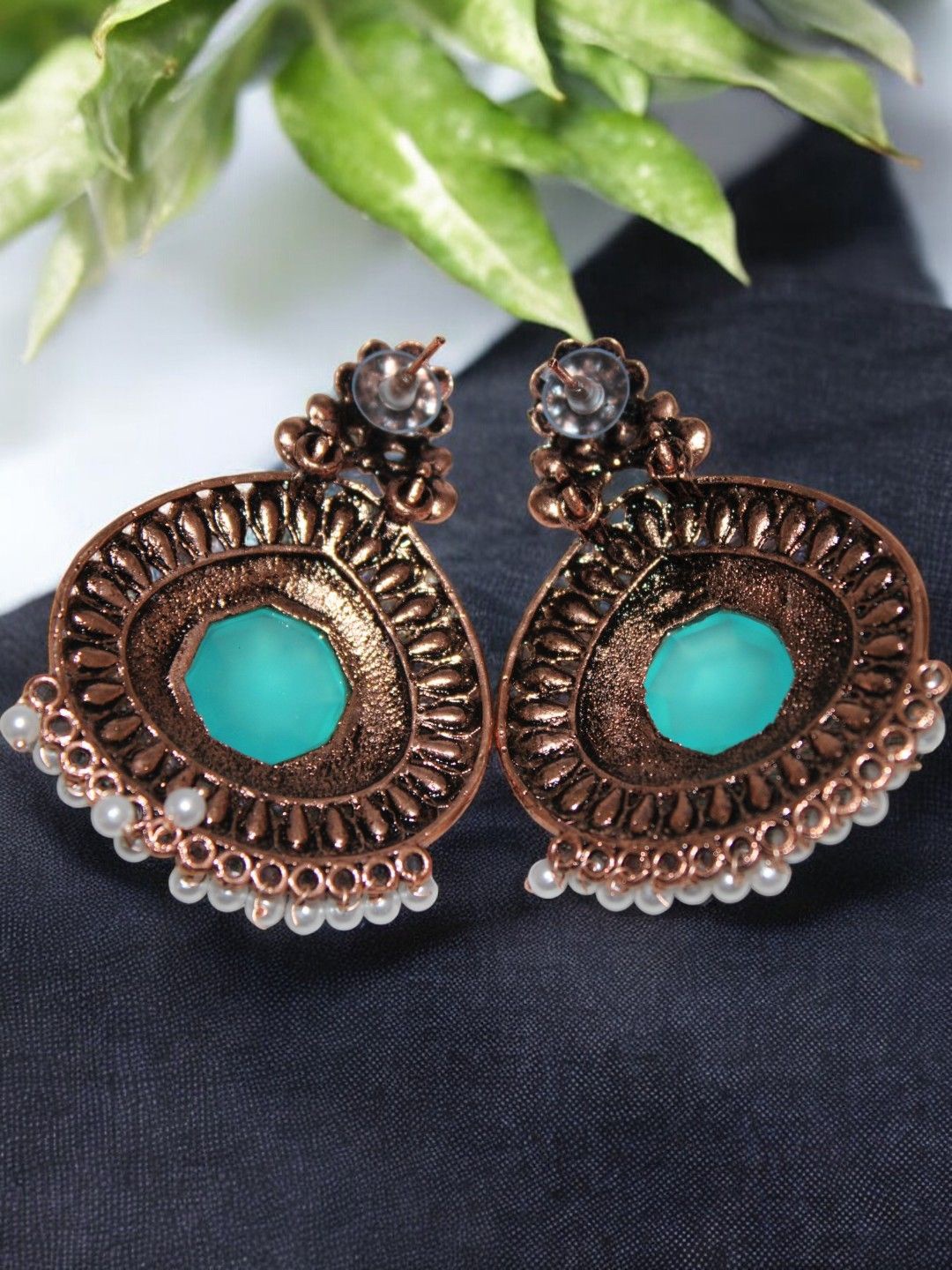 

Jolly Faces Artificial Beaded Copper Contemporary Shaped Drop Earrings