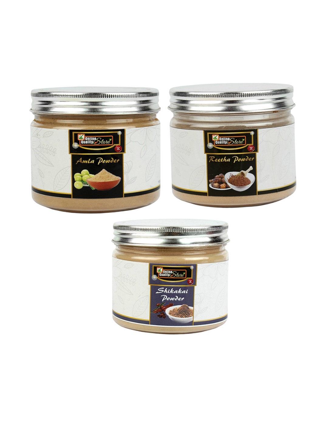 

Online Quality Store Set Of 3 Amla Reetha And Shikakai Powder For Hair - 100 g Each, Brown