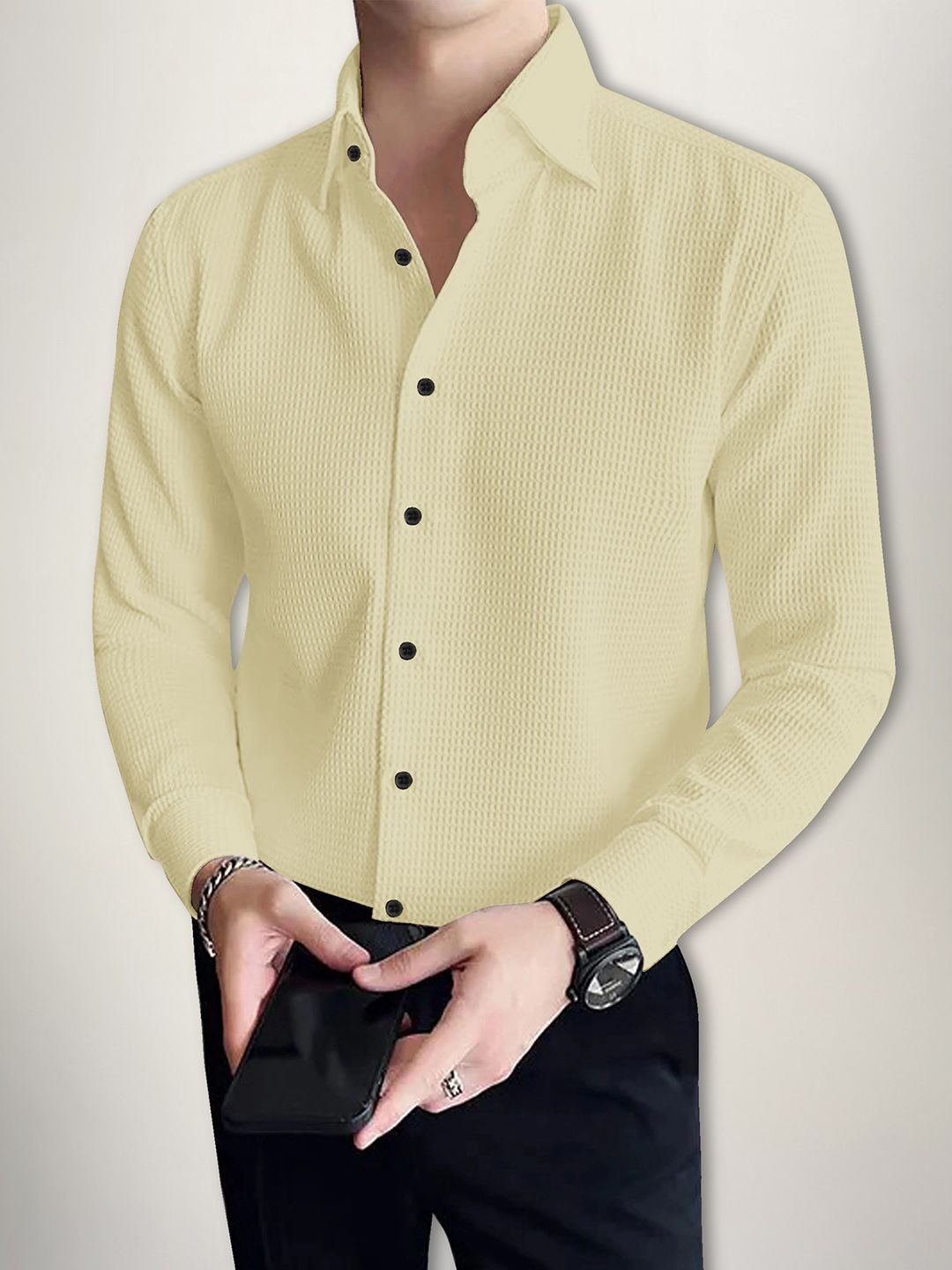 

SZN Men Original Opaque Casual Shirt, Yellow