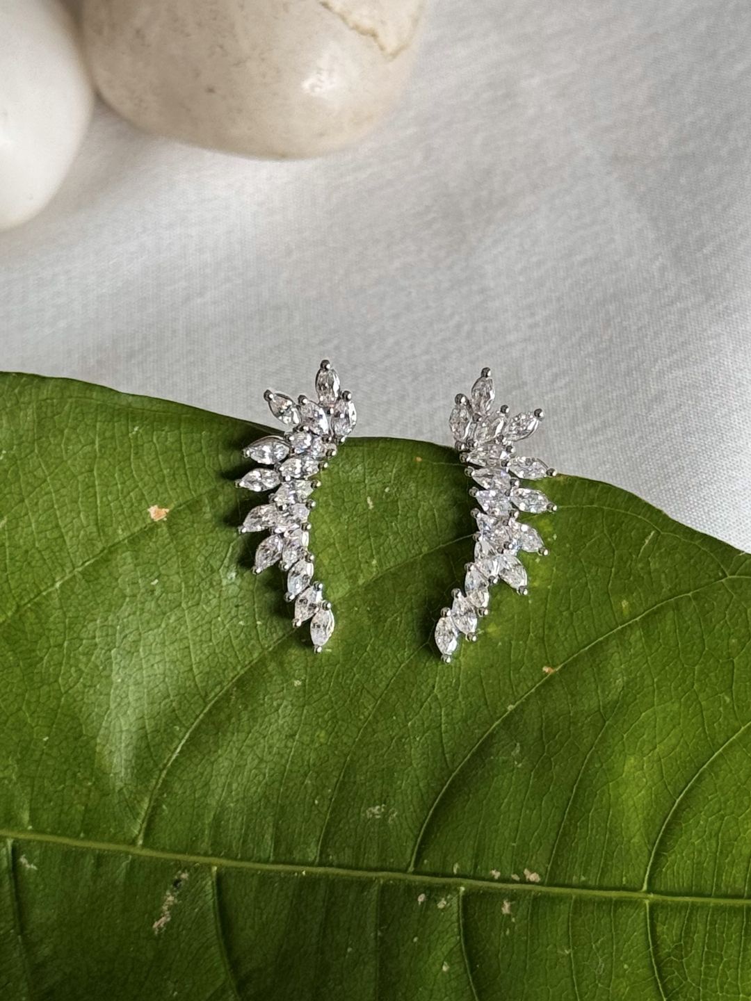 

The Jewellery Tale Silver-Plated American Diamond Studded Contemporary Ear Cuff
