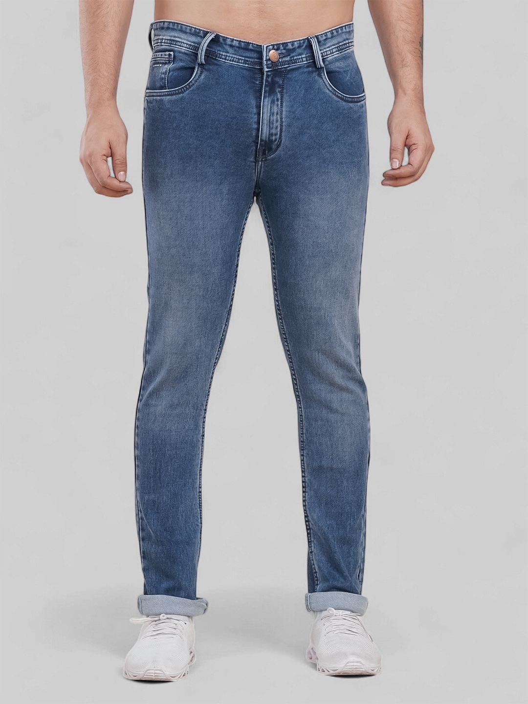 

Plounge Men Jean Slim Fit Heavy Fade Jeans, Turquoise blue