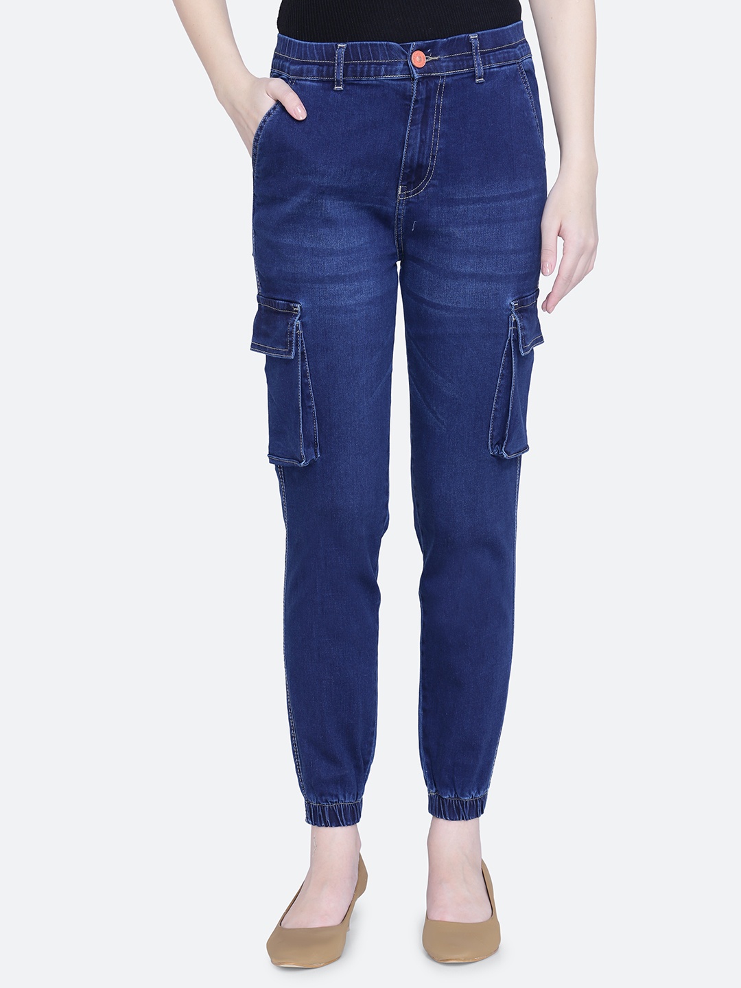 

FCK-3 Women Jogger High-Rise Light Fade Stretchable Jeans, Blue