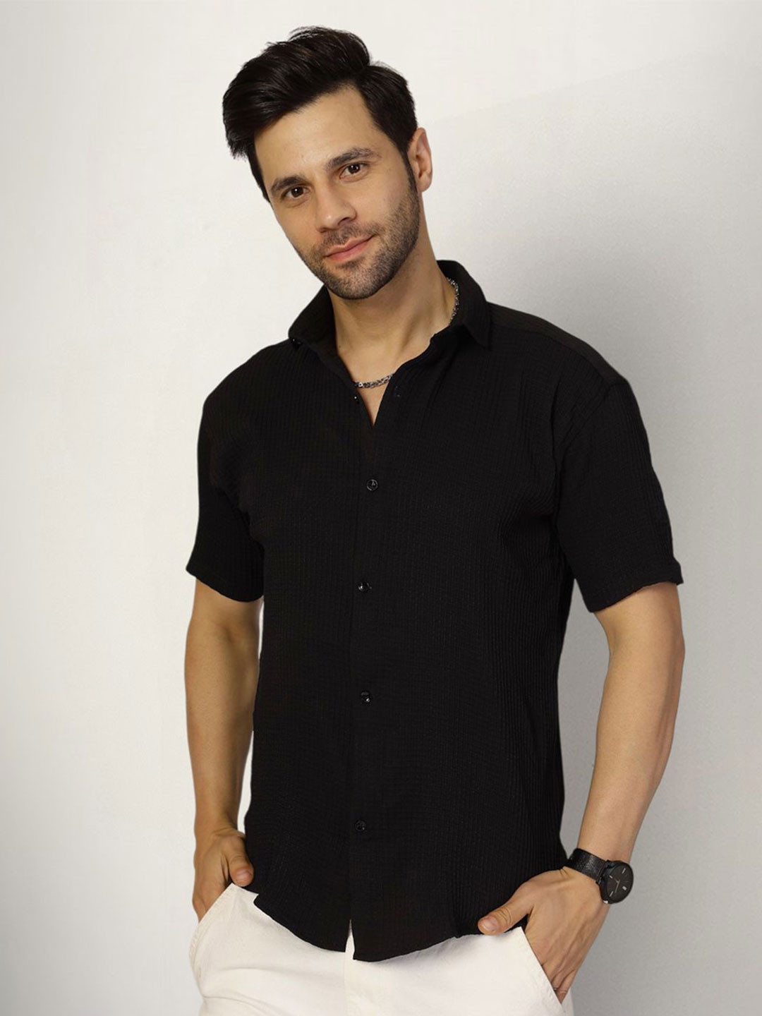 

SZN Men Original Opaque Casual Shirt, Black