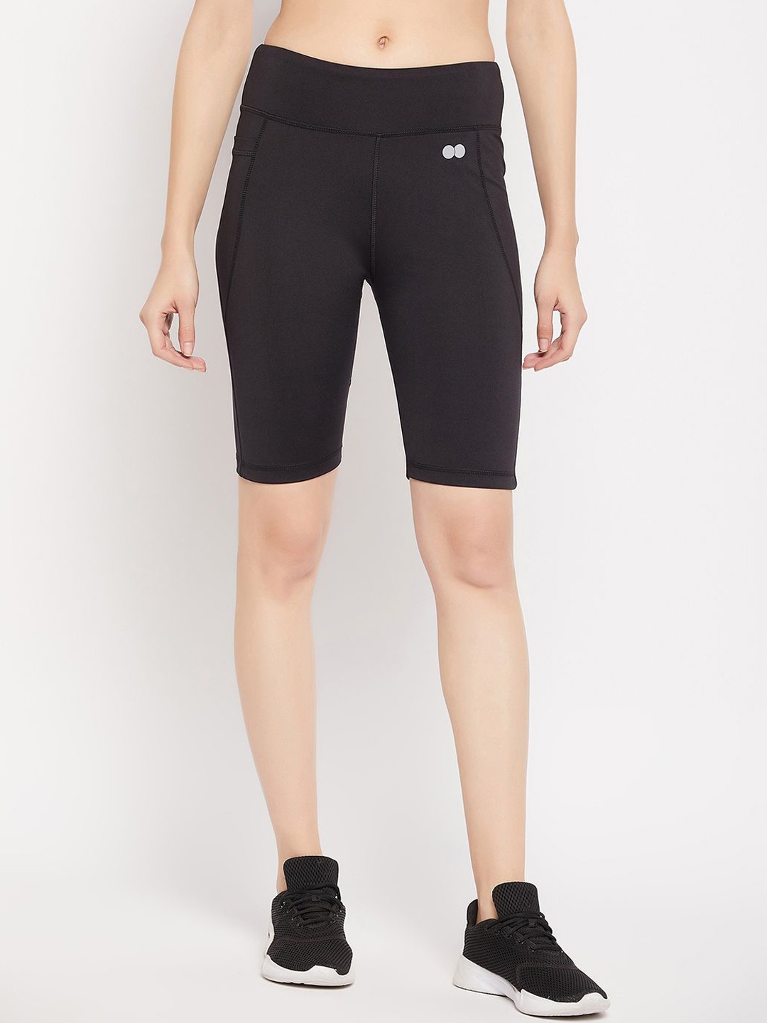 

Clovia Women Skinny Fit High-Rise Cycling Sports Shorts, Black