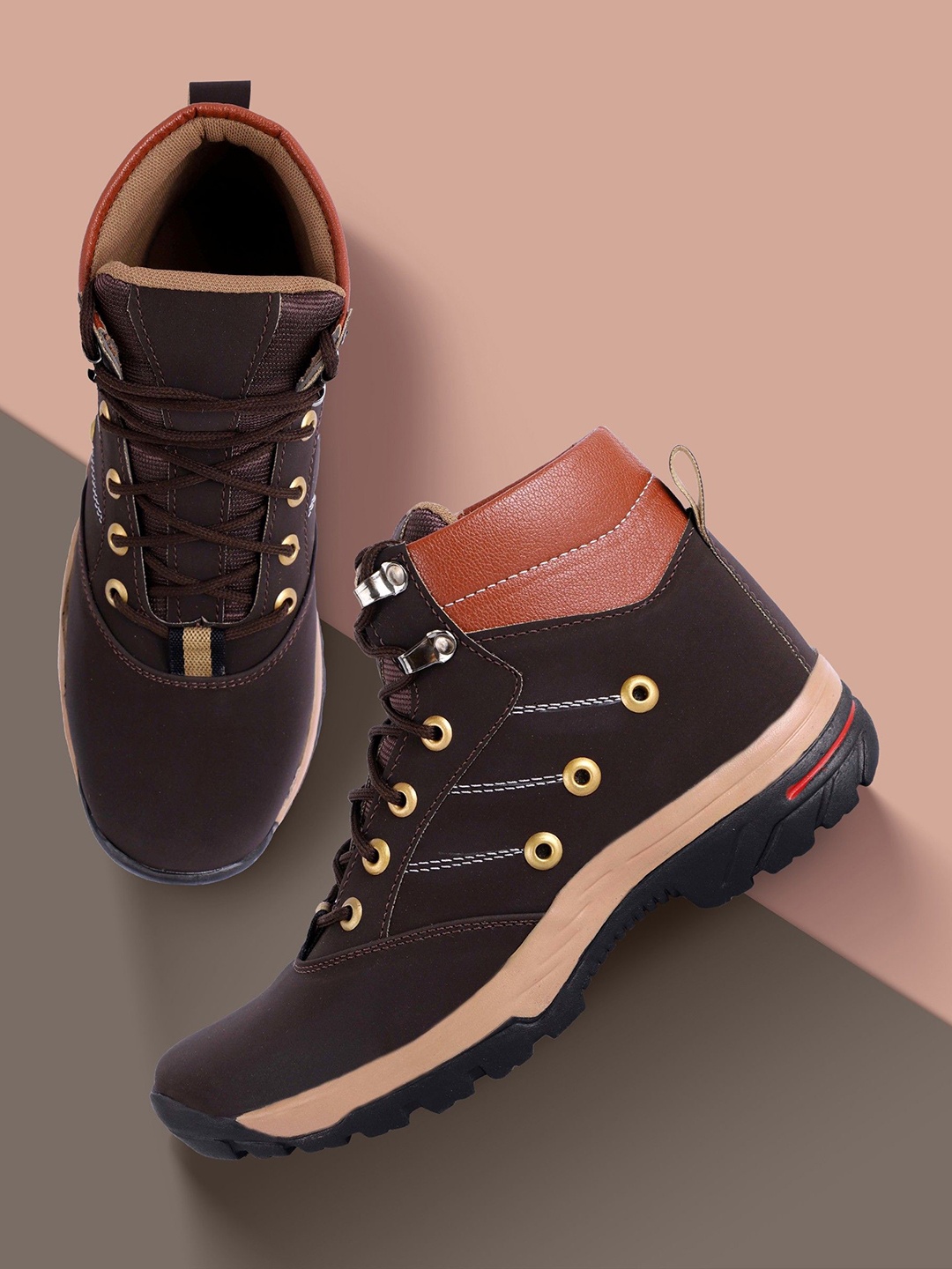 

Shoe Island Hiker-X Men Lace-Up Heavy Duty Regular Ankle Boots, Brown