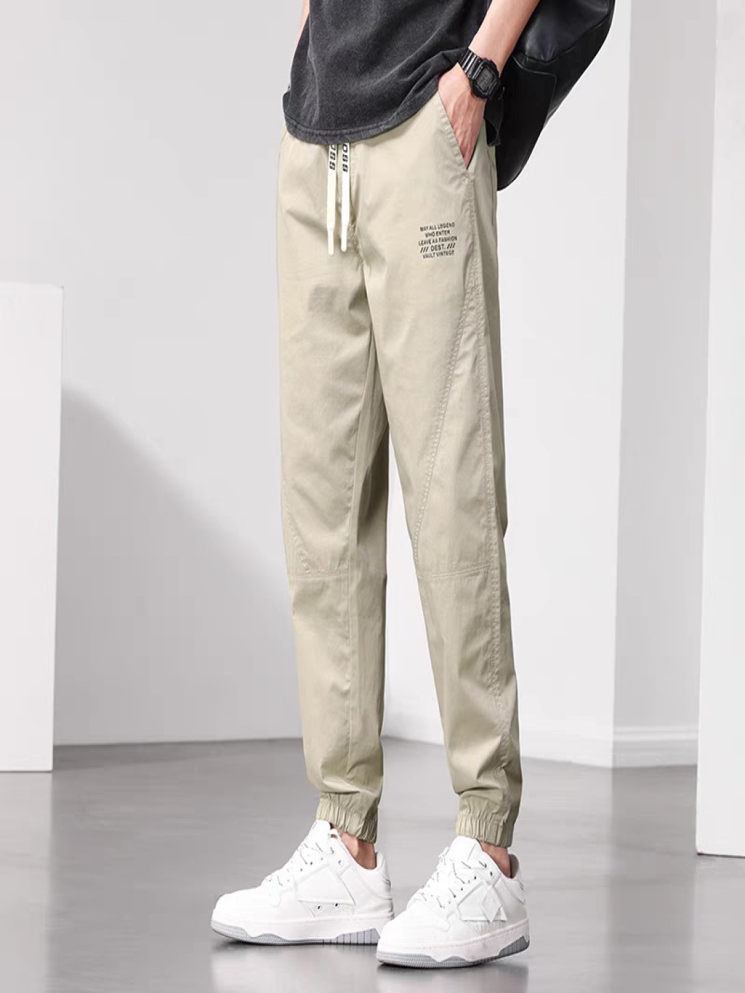 

StyleCast Men Loose Fit Joggers Trousers, Beige