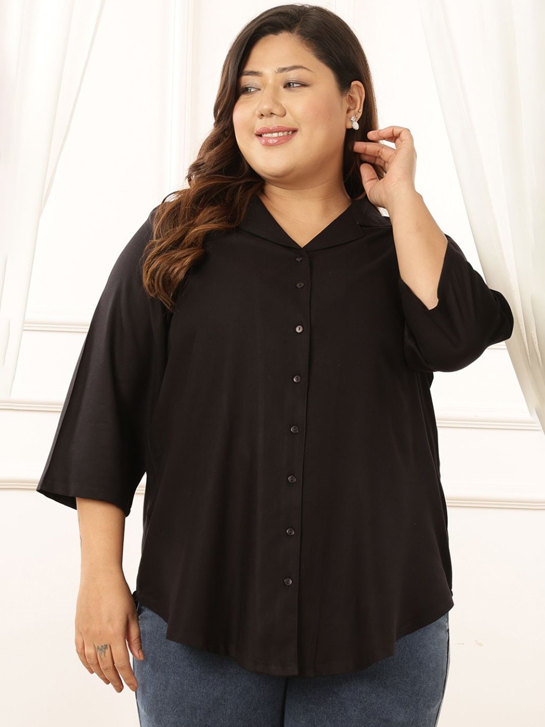 

Amydus Women Comfort Opaque Casual Shirt, Black