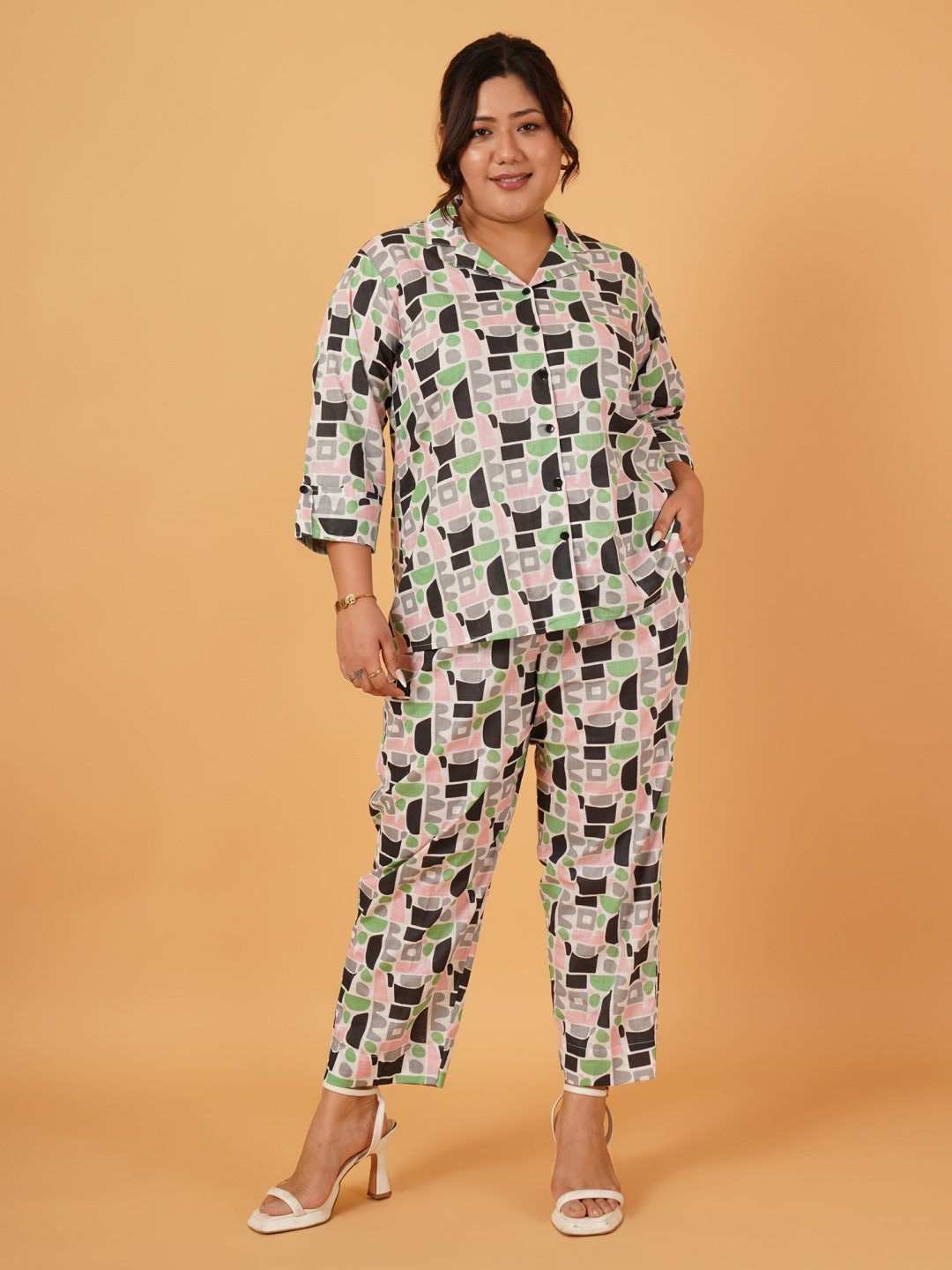 

ANGOORI FASHION Graphic Printed Pure Cotton Shirt With Trouser, Black