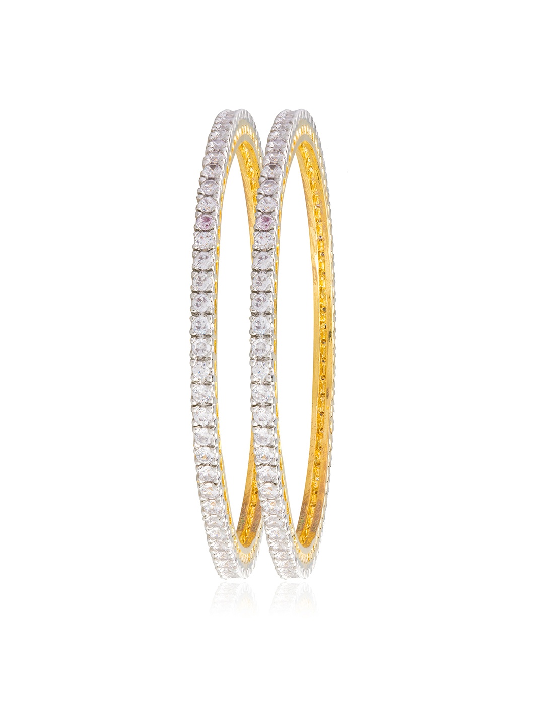 

Shining Jewel - By Shivansh Set Of 2 Gold-Plated American Diamond & Cubic Zirconia Bangles