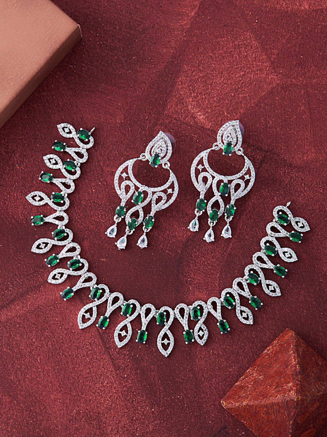 

Feelwhiz Silver-Plated American Diamond-Studded Jewellery Set