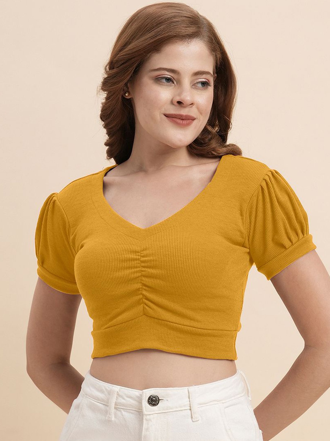 

Moda Rapido Puff Sleeve Top, Yellow