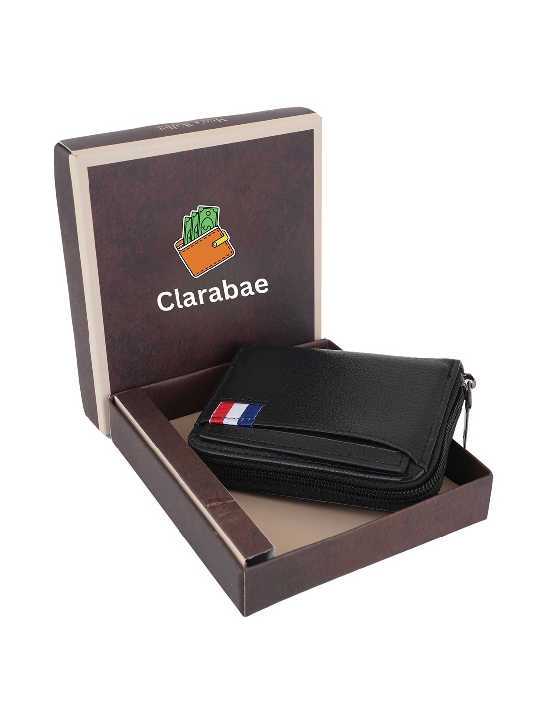 

CLARABAE Men PU Two Fold Wallet, Black