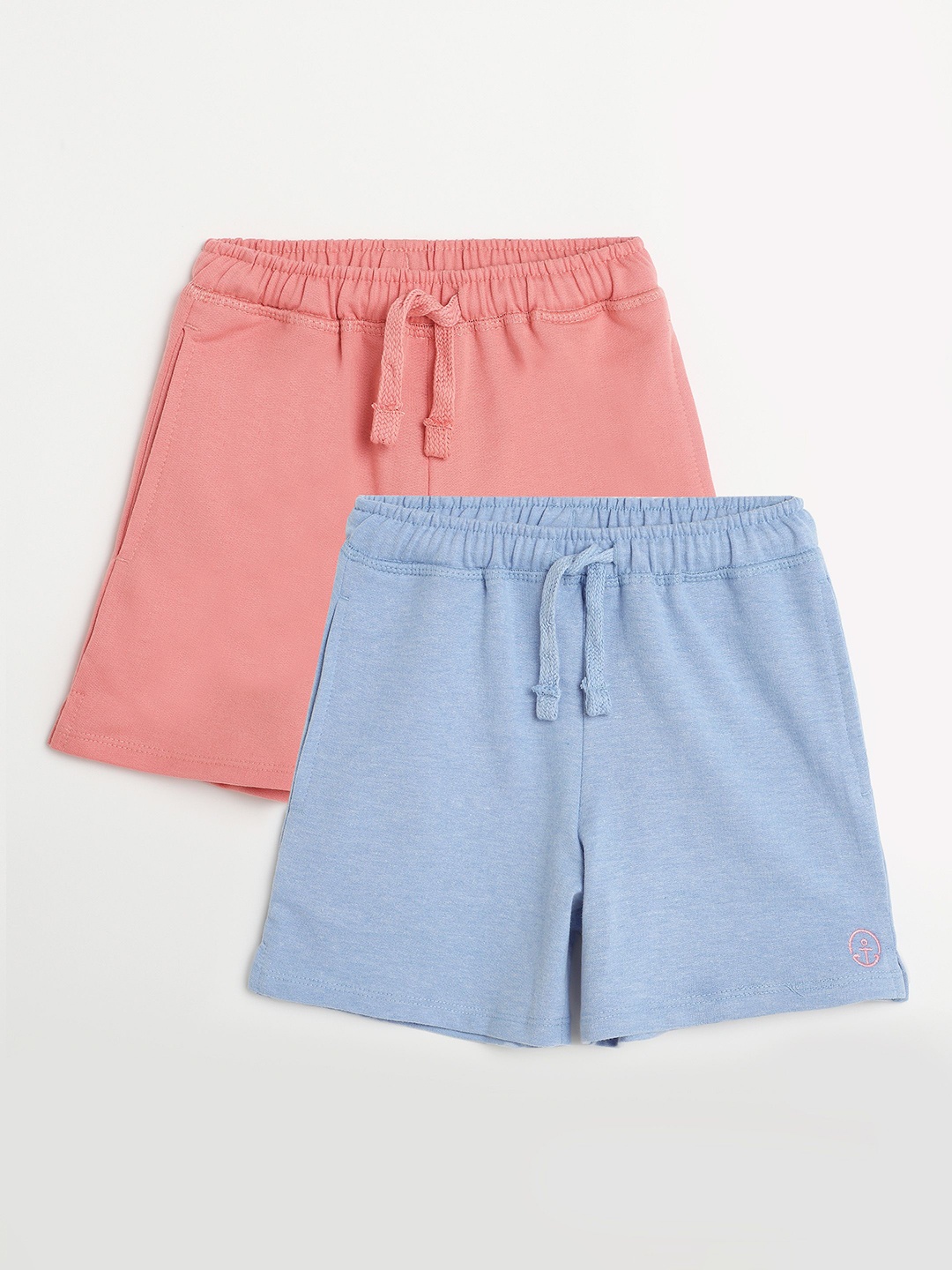 

Campana Girls Pack of 2 Regular Fit Solid Cotton Shorts, Pink