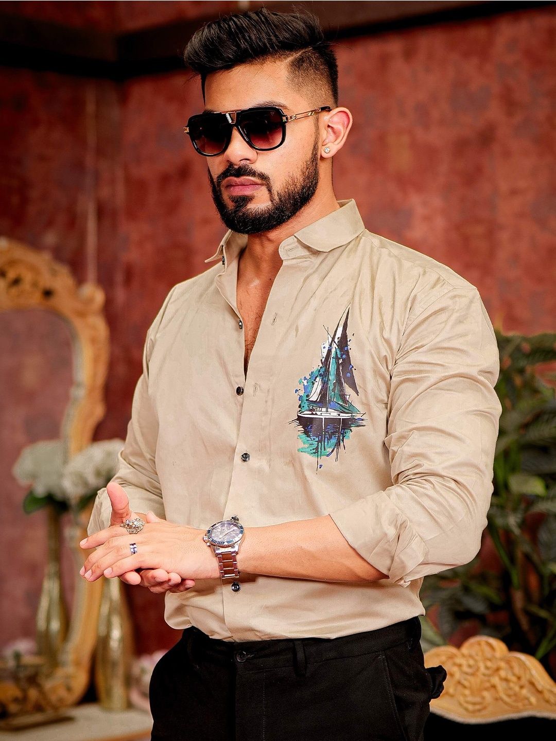 

Foomer Men Standard Opaque Casual Shirt, Cream