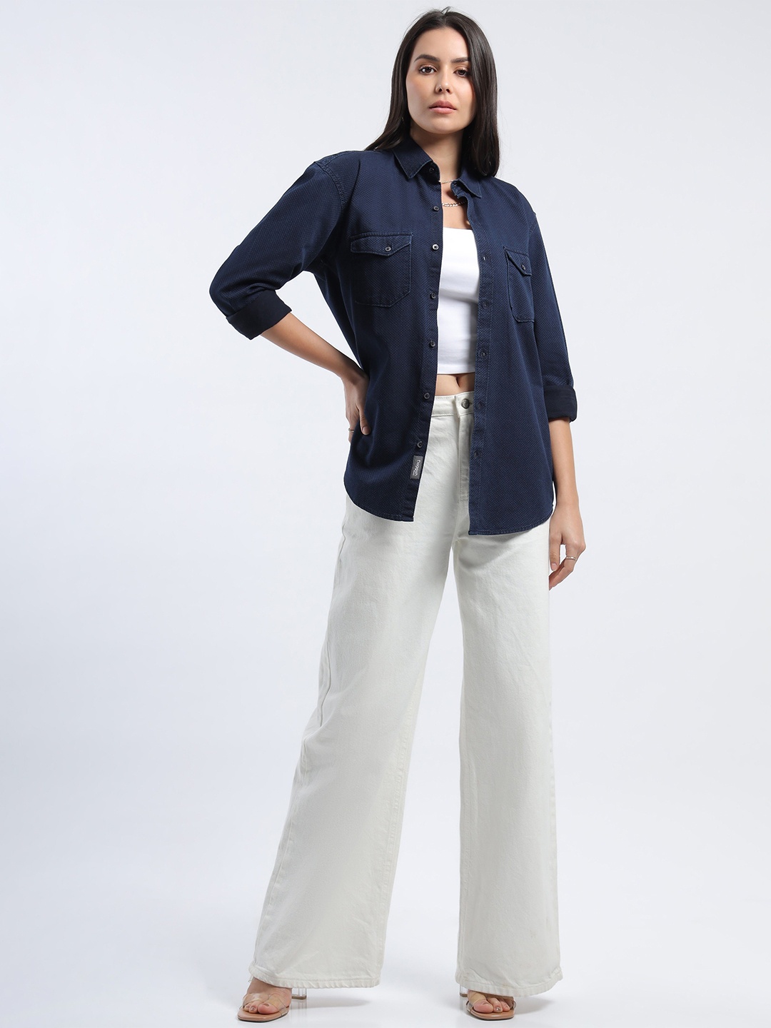 

Noggah Women Opaque Casual Shirt, Blue