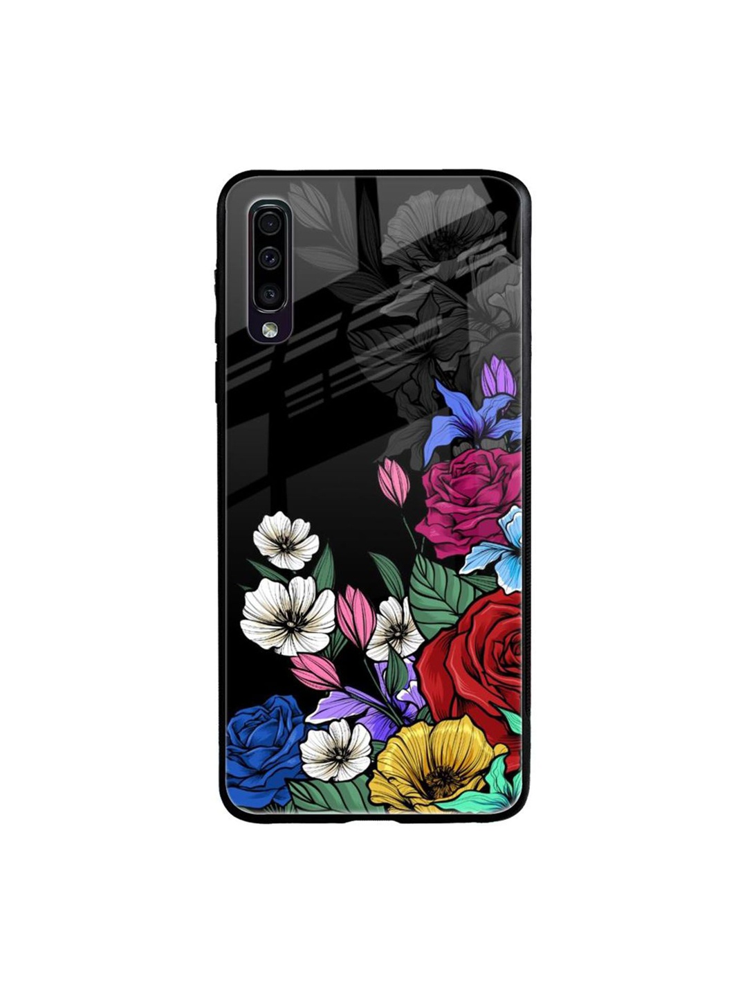 

QRIOH Floral Printed Samsung Galaxy A70 Back Case Mobile Accessories, Black