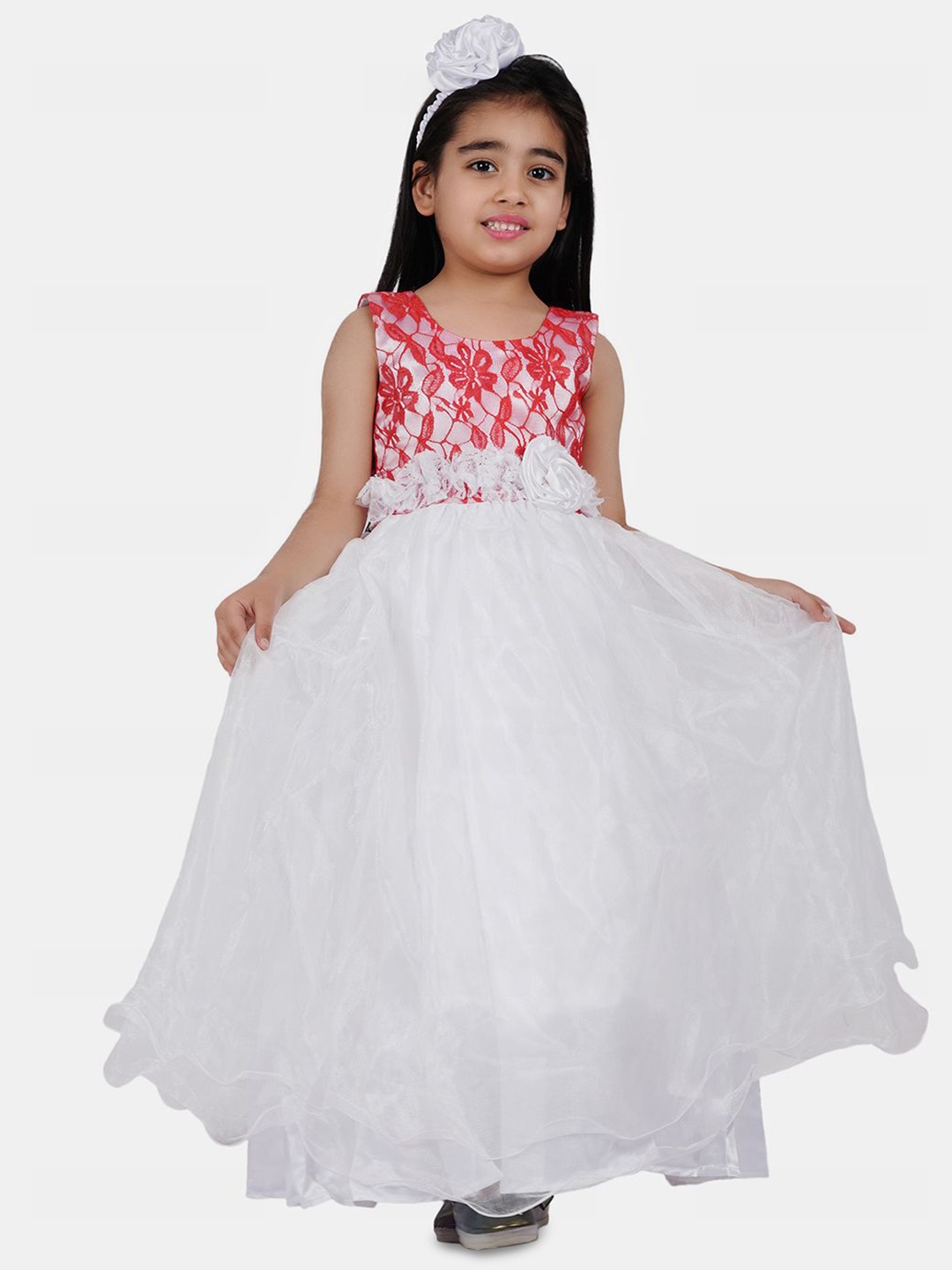 

Wow Princess Net A-Line Maxi Dress, White