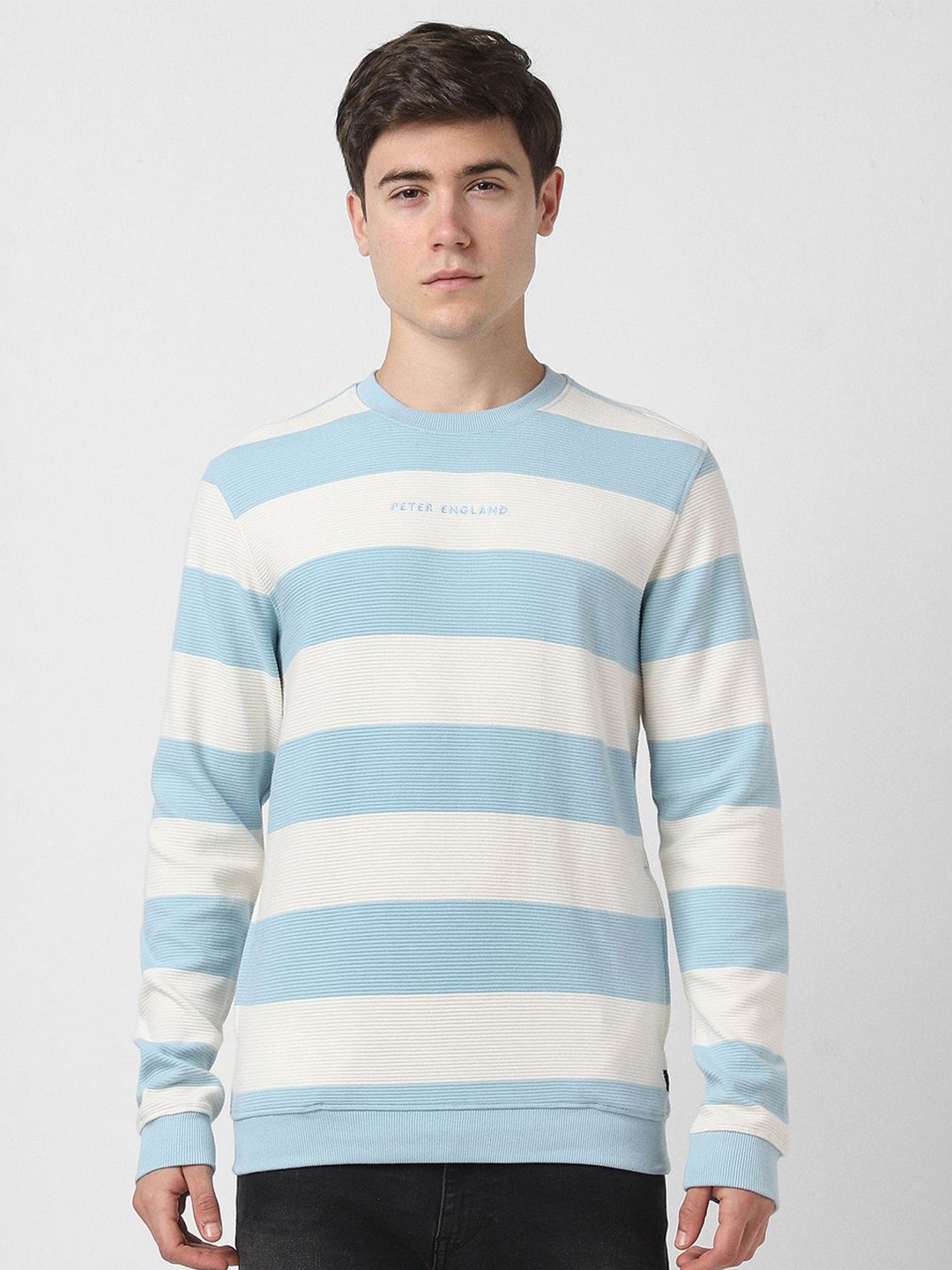 

Peter England Casuals Men Colourblocked Sweatshirt, Blue