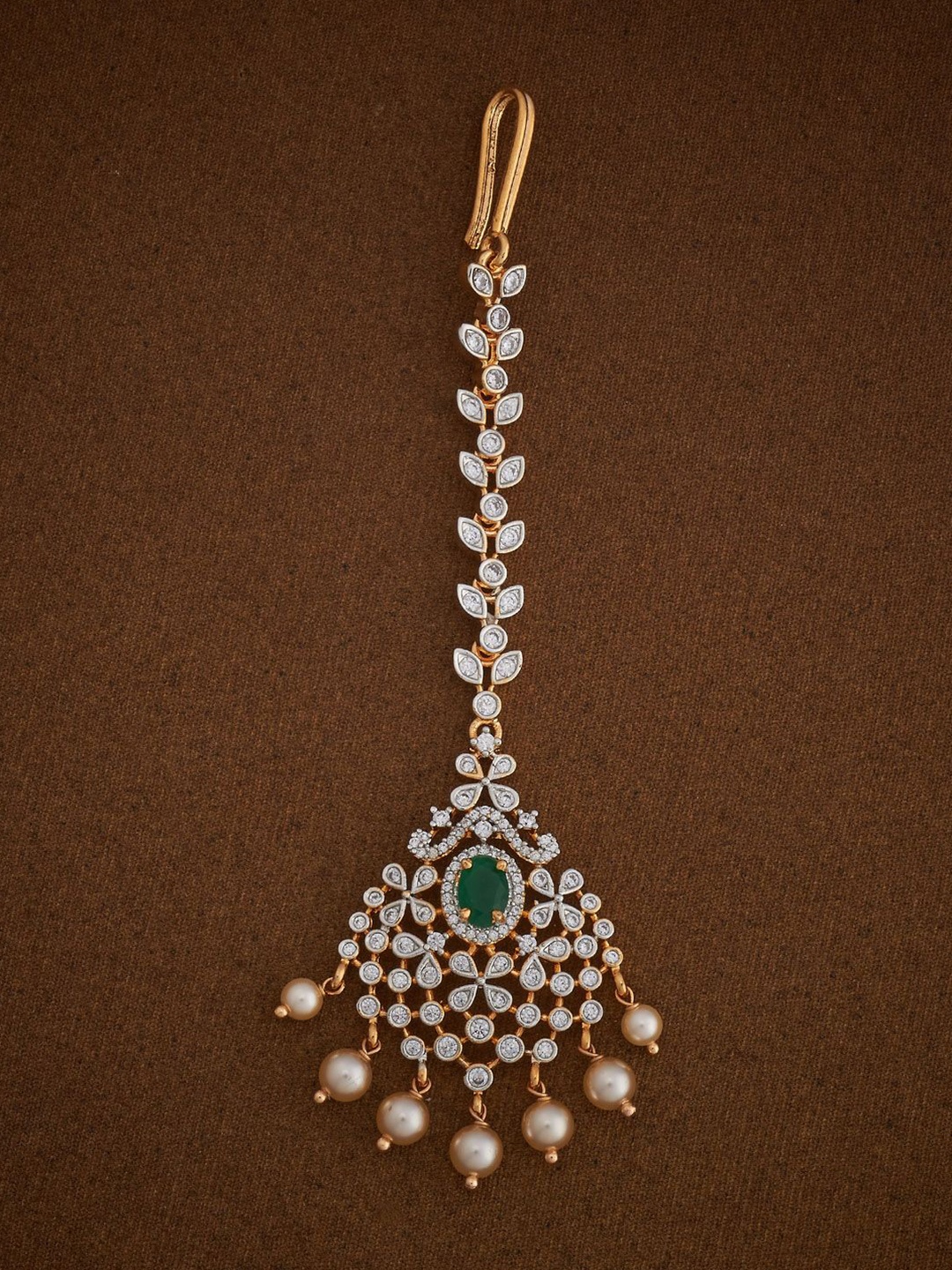 

Kushal's Fashion Jewellery Gold-Plated Zircon Studded Maang Tikka Head Jewellery