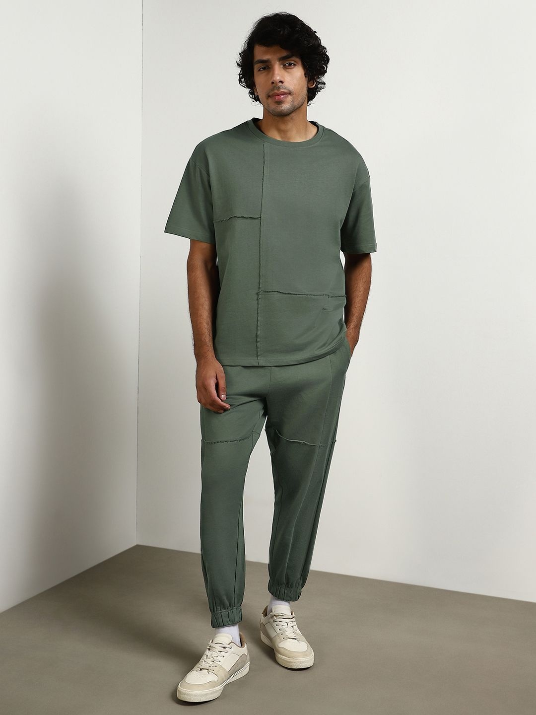 

NOBERO Oversized Pure Cotton Co-Ords, Olive