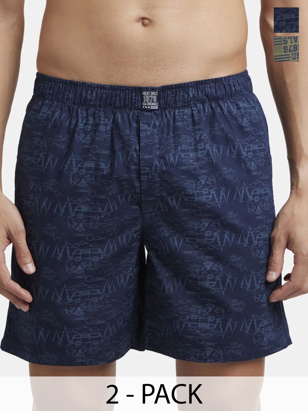 

Jockey Men Printed Core Shorts, Navy blue