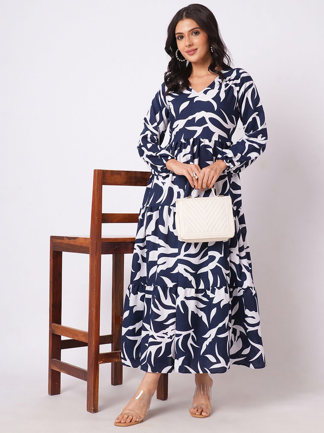 

Moda Rapido Print Fit & Flare Midi Dress, Navy blue