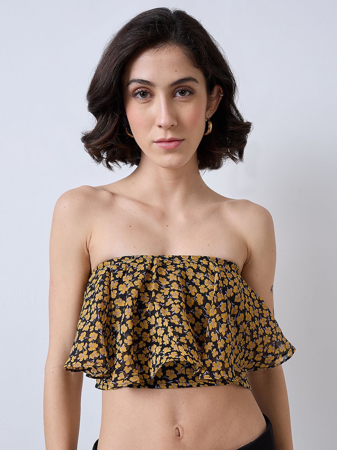 

SZN Print Off-Shoulder Tube Crop Top, Multi