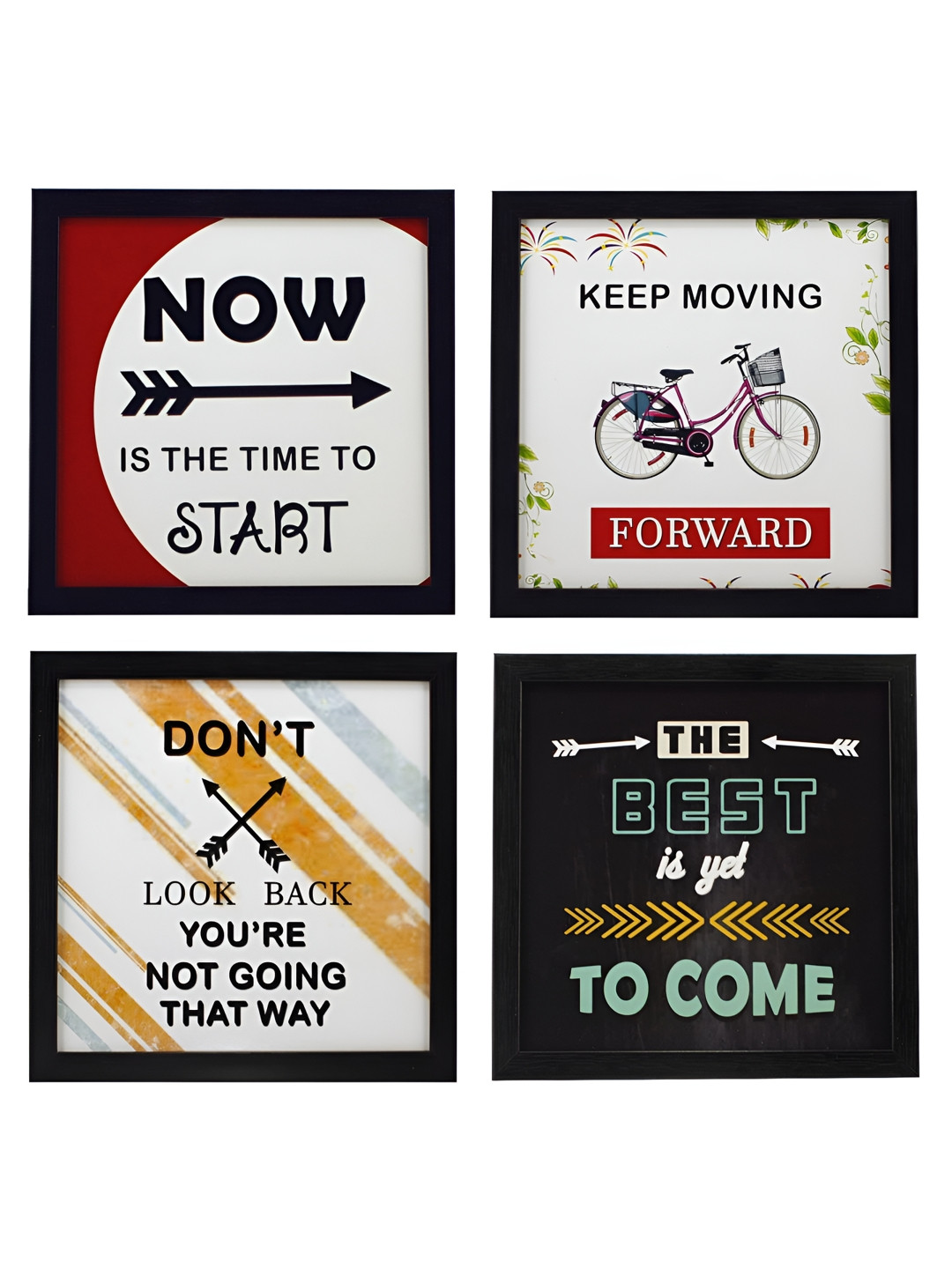 

Indianara White & Black 4 Piece Canvas Abstract Wall Paintings