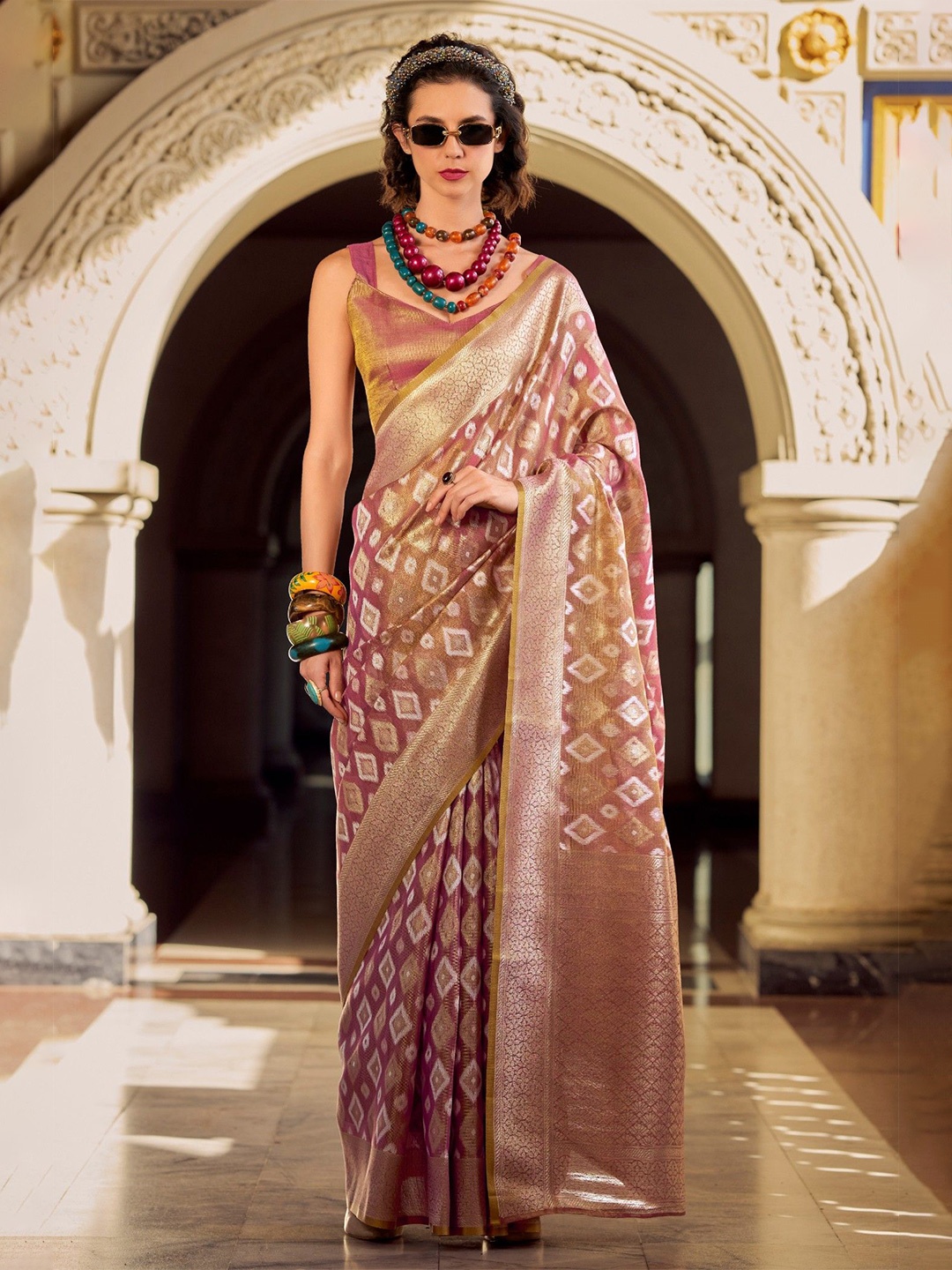 

MySilkLove Zari Tissue Saree, Brown