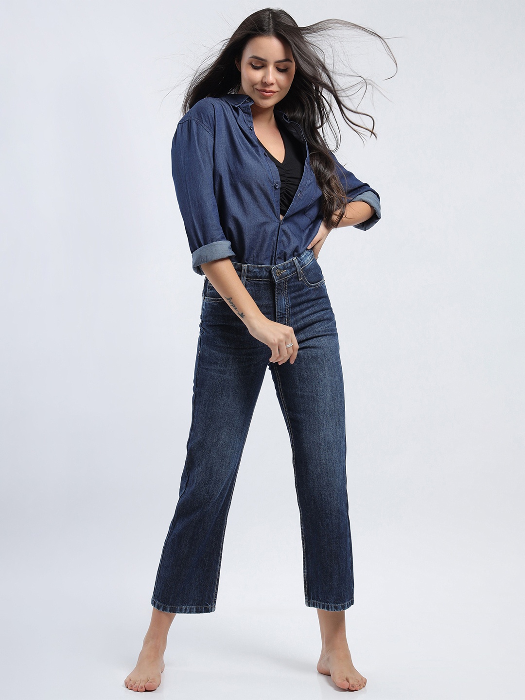 

Noggah Women Opaque Casual Shirt, Blue