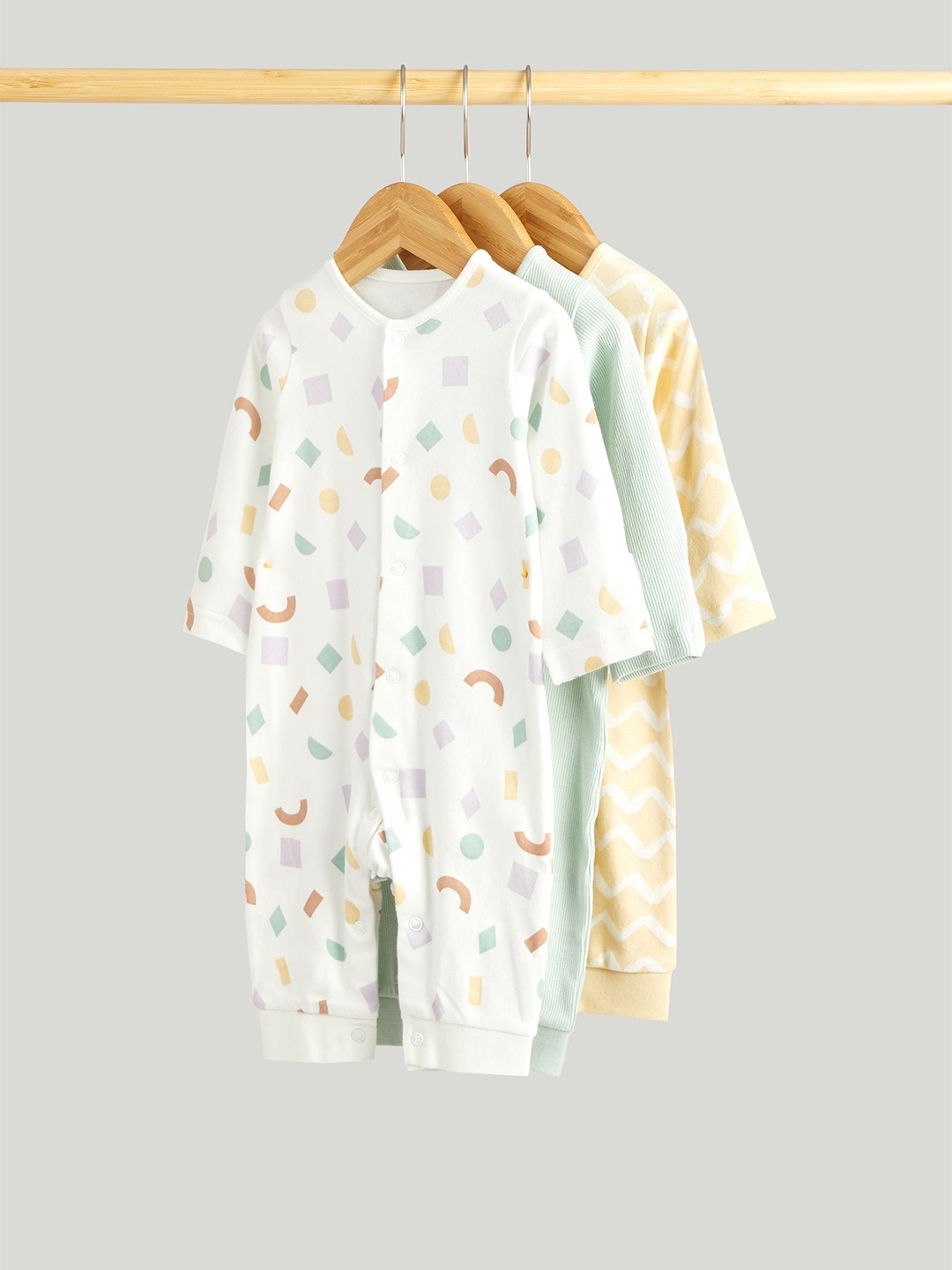 

mothercare Unisex Kids Pack of 3 Printed Sleepsuit, Green