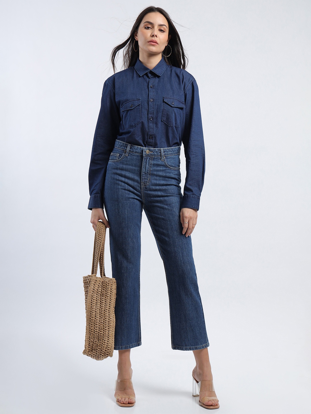 

Noggah Women Opaque Casual Shirt, Blue