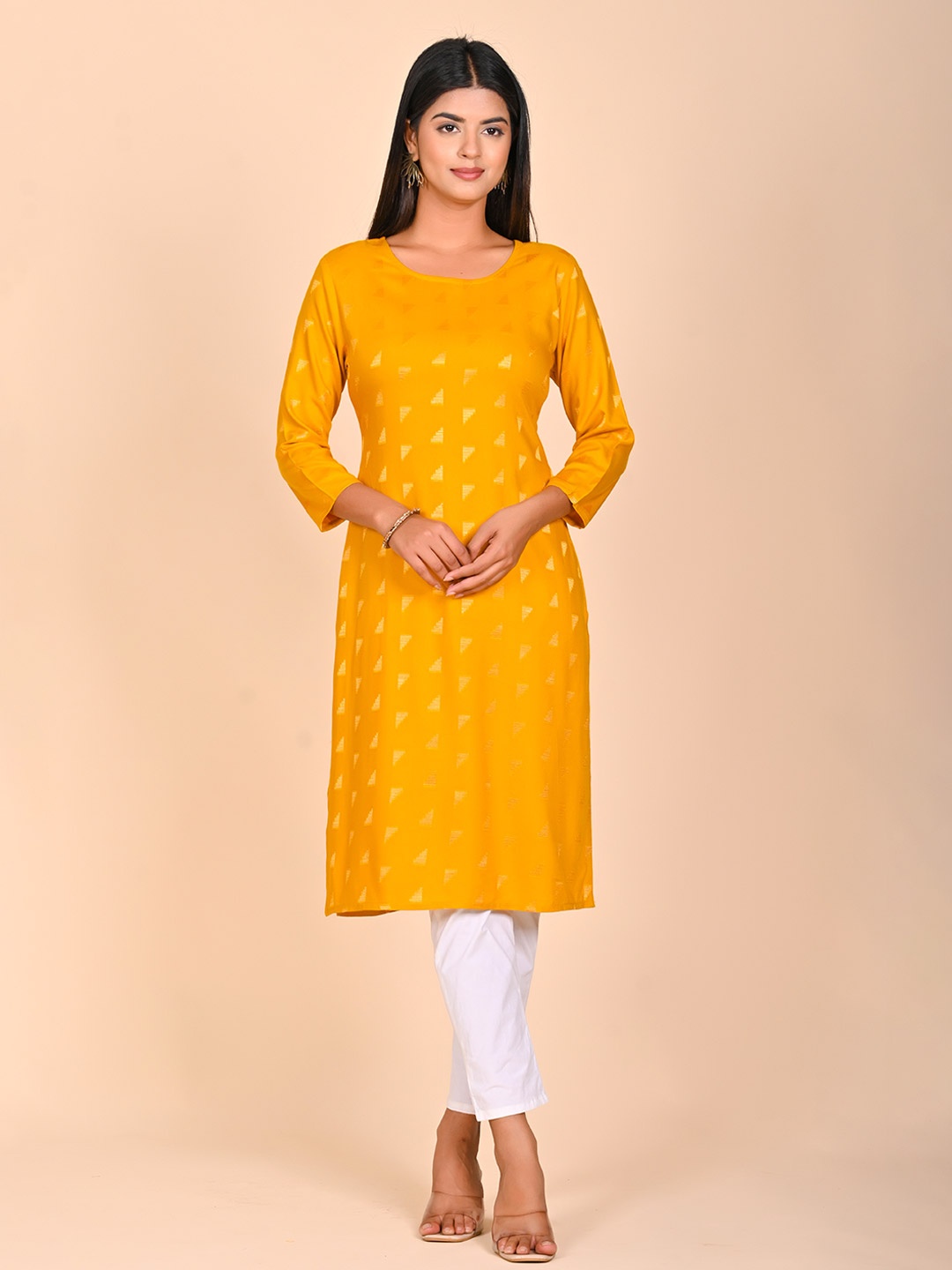 

Rashmi Shree Creation Women Printed Regular Kurta with Trousers, Yellow
