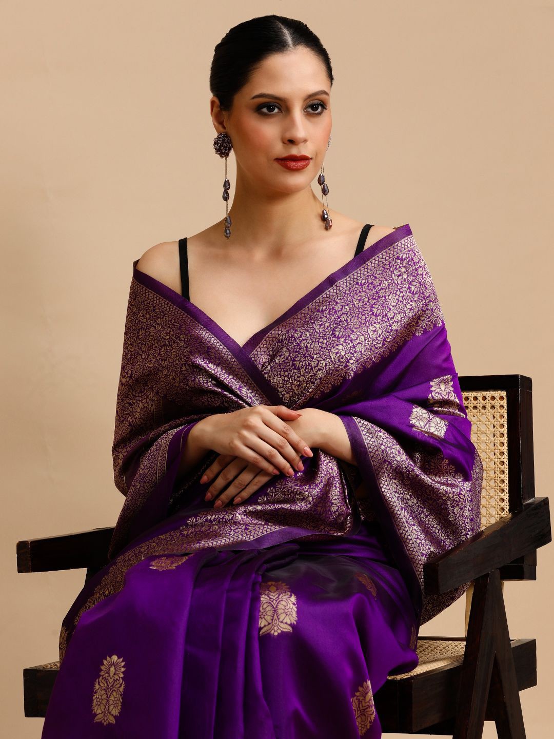 

House of Pataudi Woven Design Banarasi Saree, Purple