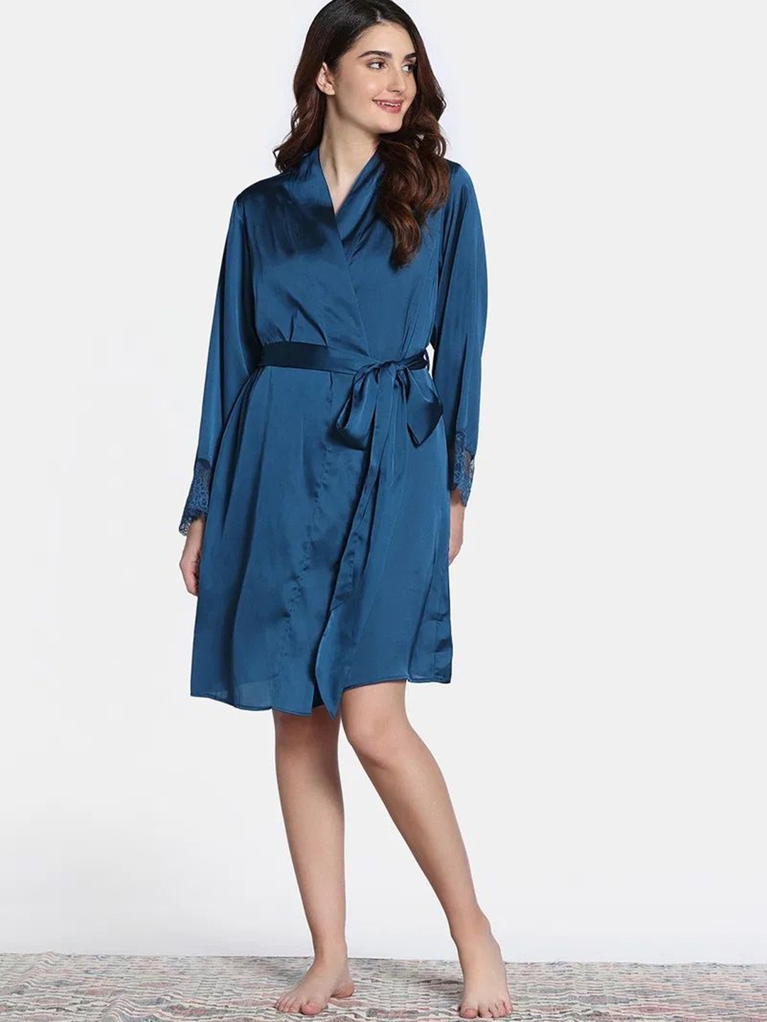 

Zivame Bridal Knee Length Robe, Blue
