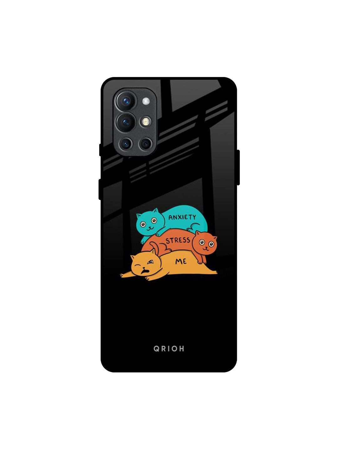 

QRIOH Quirky Printed OnePlus 9R Back Case Mobile Accessories, Black