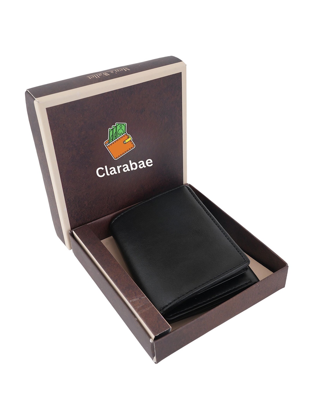 

CLARABAE Men PU Two Fold Wallet, Black