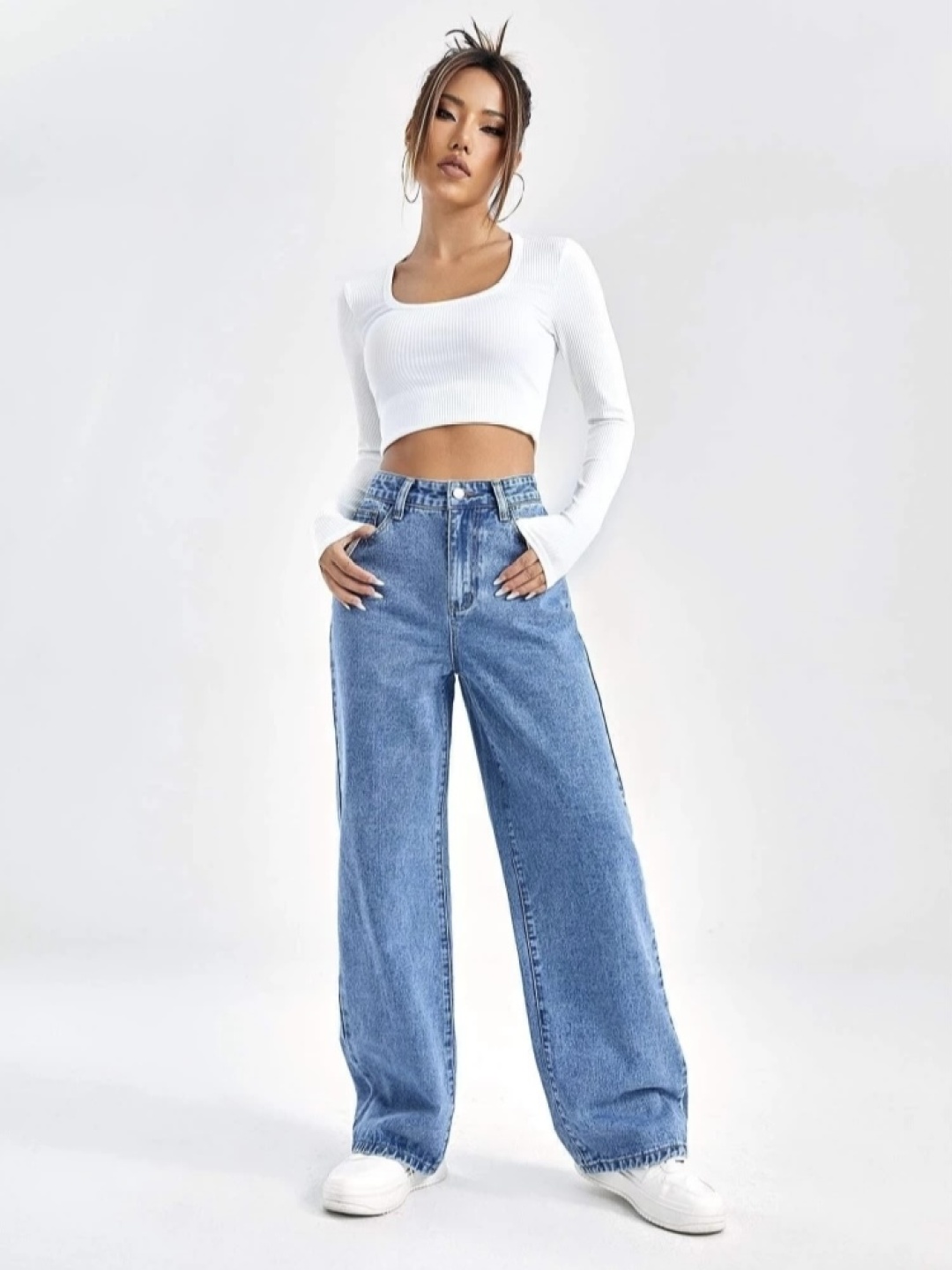 

Metronaut Women Comfort Wide Leg Jeans, Blue