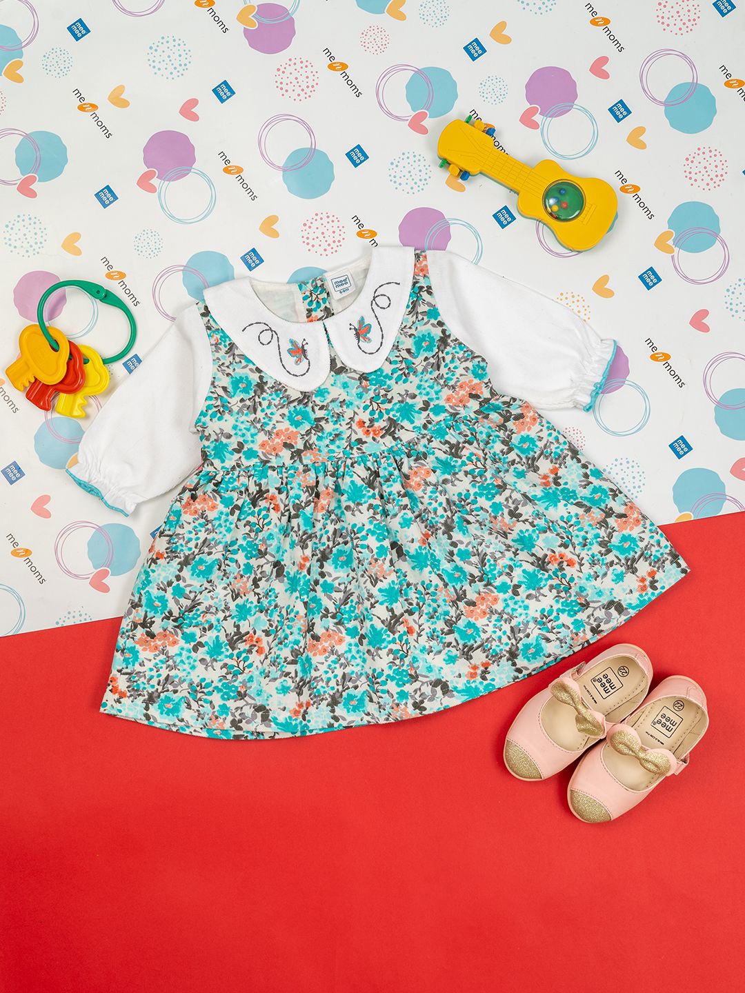 

MeeMee Floral Print Peter Pan Collar Fit & Flare Dress, Green