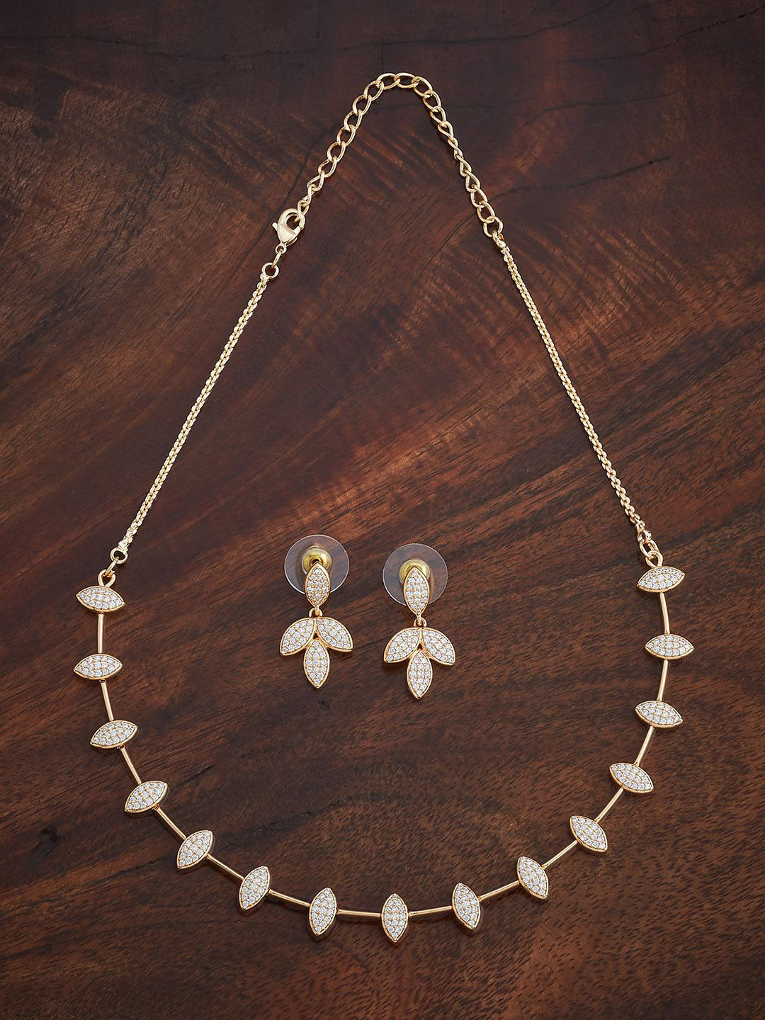 

Kushal's Fashion Jewellery Gold-Plated Cubic Zirconia Stone-Studded Jewellery Set